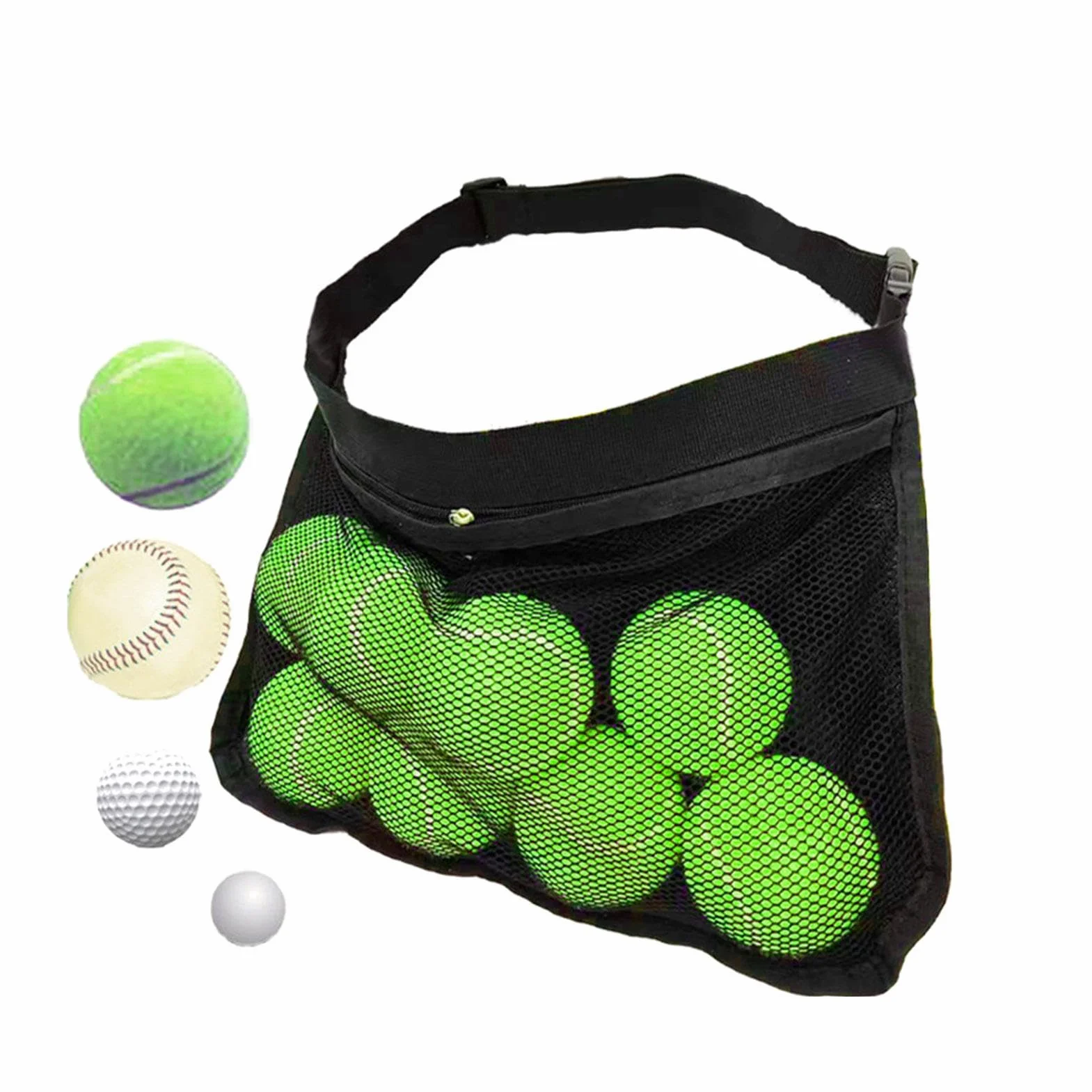 Sac Porte-Balle de Tennis, Sac de Transport pour Balle de Tennis - Support de Taille pour Porte-Balle de Tennis - Sac de Balle de Hanche de Taille en Maille réglable, Poche de Rangement de