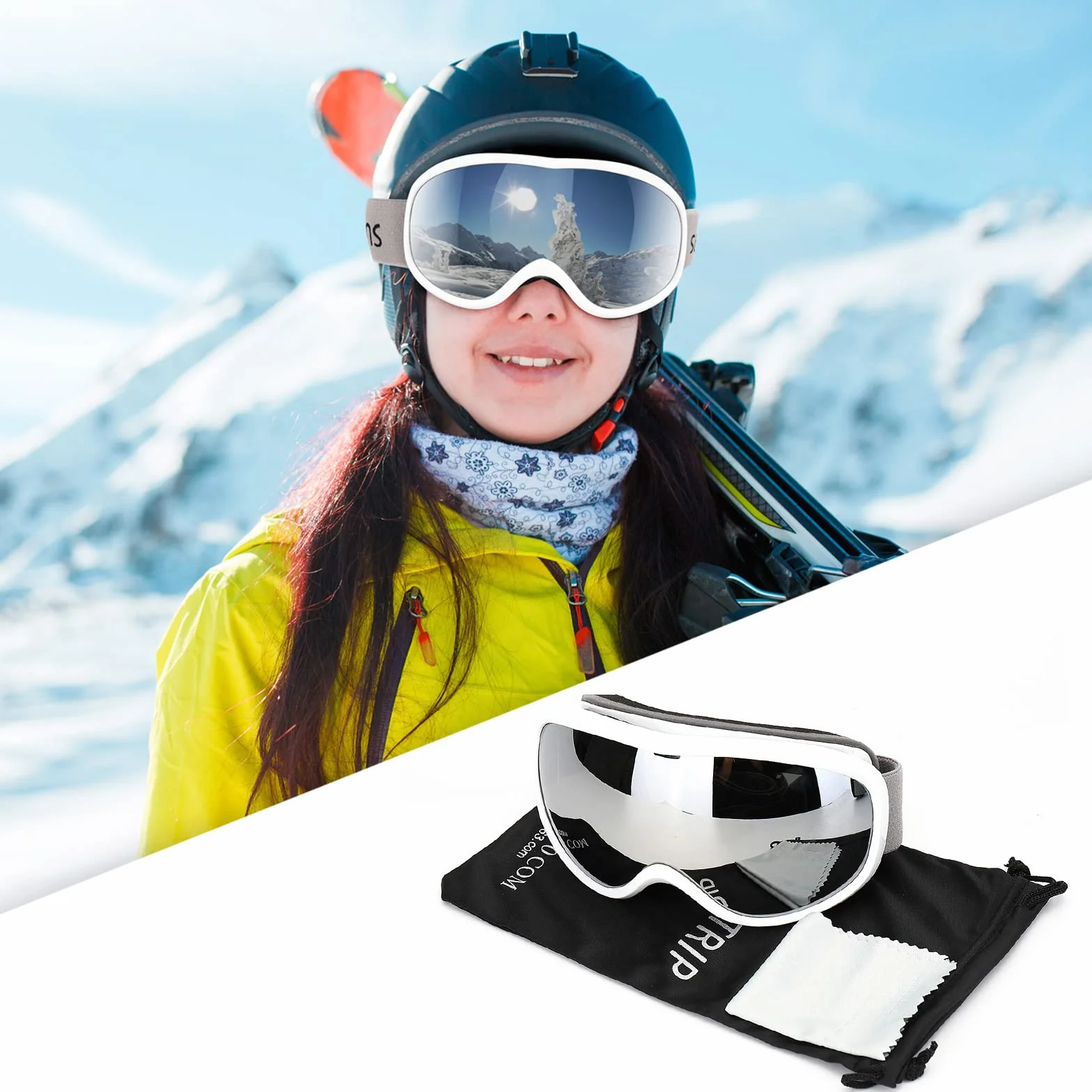 Masques de Ski Supertrip Anti-buée UV400 Compatible Casque Ski Homme Femme