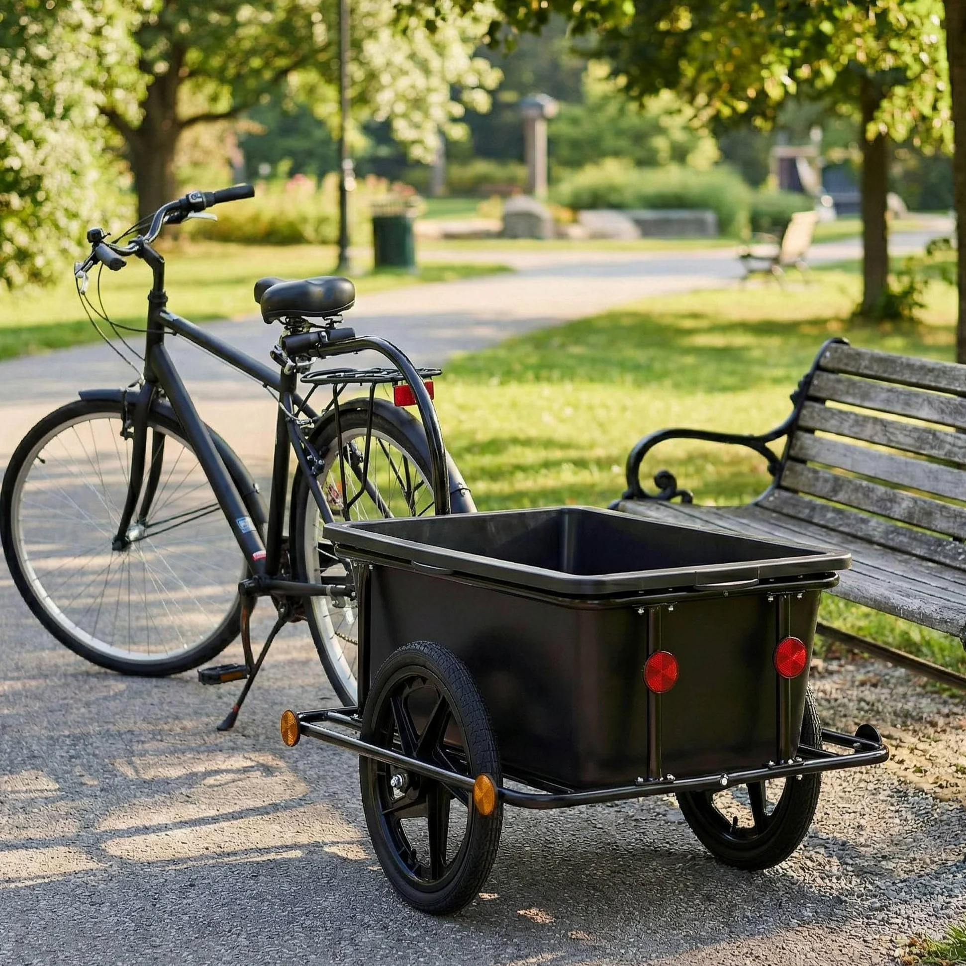 CLP Remorque Velo Cargo Haarlem, Chariot de Transport 2 en 1 avec Attelage & Bache, Cadre Acier Robuste, 80kg, pour Velos 26-28 Pouces, Couleur:Noir