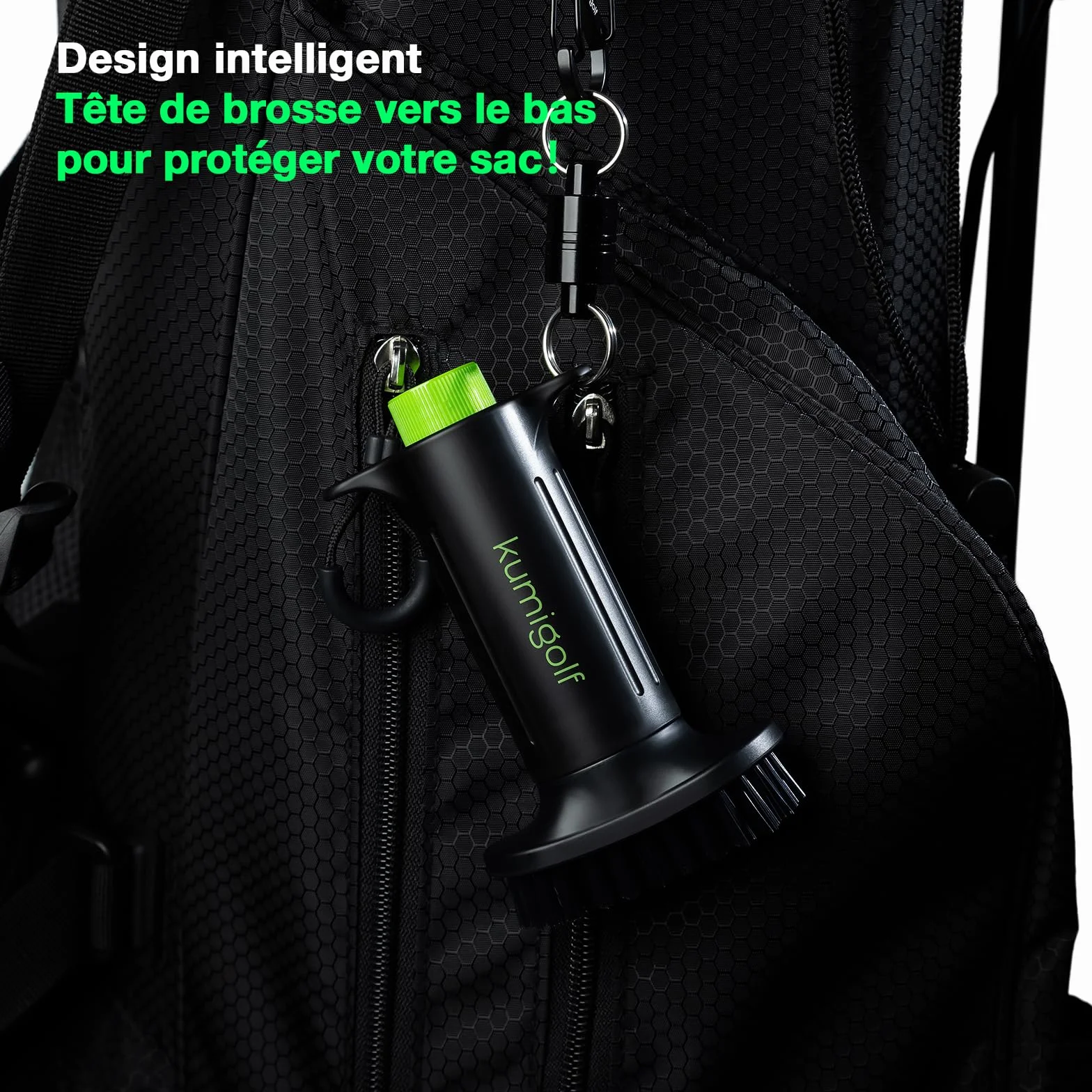 H3 Brosse à eau de golf, fonction de pulvérisation et clips magnétiques, brosse de club de golf et nettoyant de club de golf, poils en nylon de qualité supérieure et solides pour surfaces de