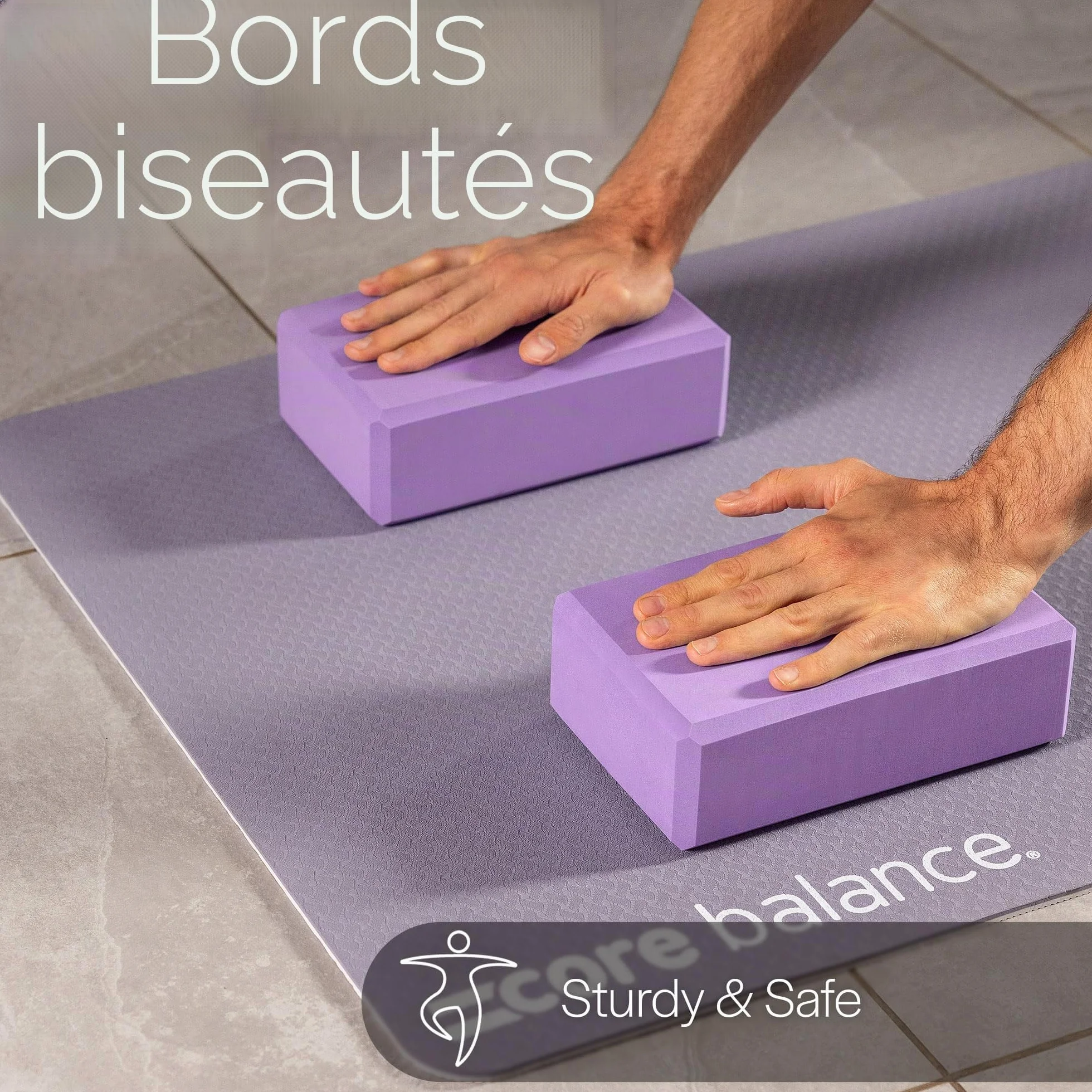 Blocs de Yoga Lot 2 + 1 Sangle Mousse EVA Haute Densité pour Stretching Fitness Pilates