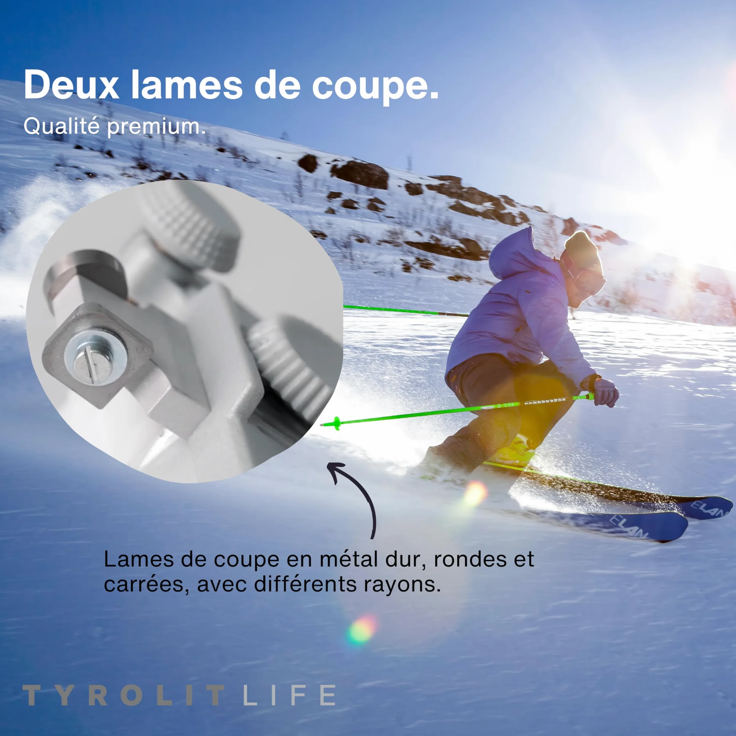 Tyrolit Life Décapeuse latérale - Usinage précis et délicat des bords pour ski et snowboard - La base parfaite pour des bords propres - Réglage flexible