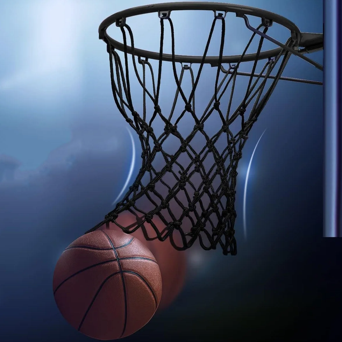 Filet de Basket de Remplacement Robuste, Résistant aux Intempéries, Anti-Fouet, pour Terrain Extérieur et Intérieur
