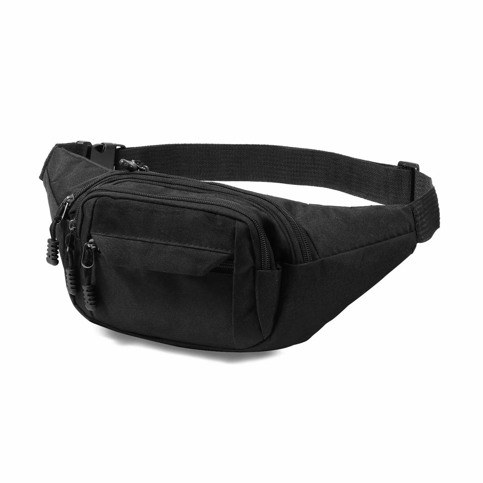 Vinabo Sac Banane Femme & Homme Sacoche Ville Imperméable Unisexe à Effet Holographique Femme Chic Brillant Sac à la Taille pourd'entraînement en Plein air Randonnée Camping, Noir