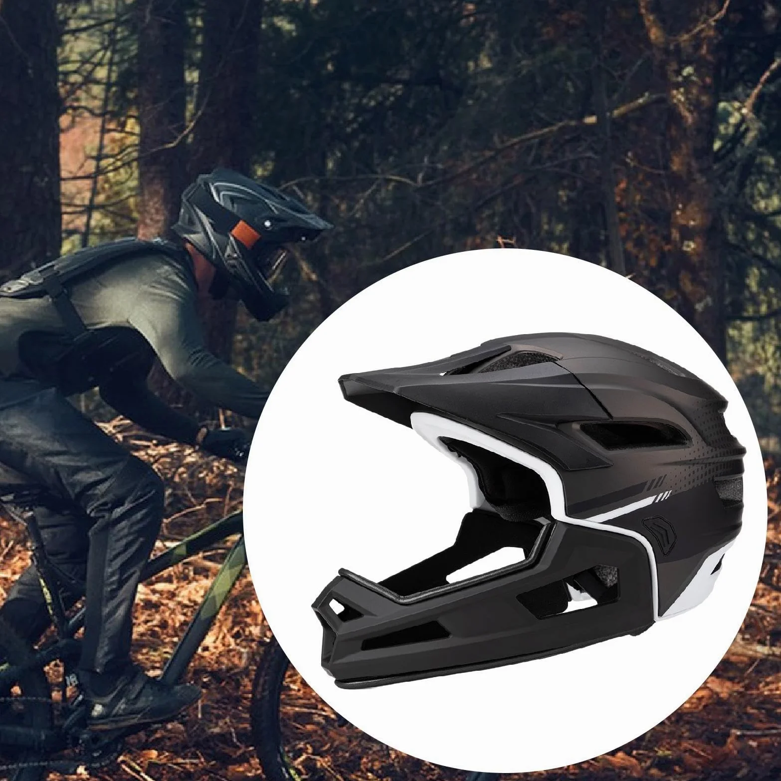 Baoblaze Casque de Vélo Intégral avec Mentonnière Amovible et Ventilation Réglable pour Skateboard, équitation, Femmes et Hommes