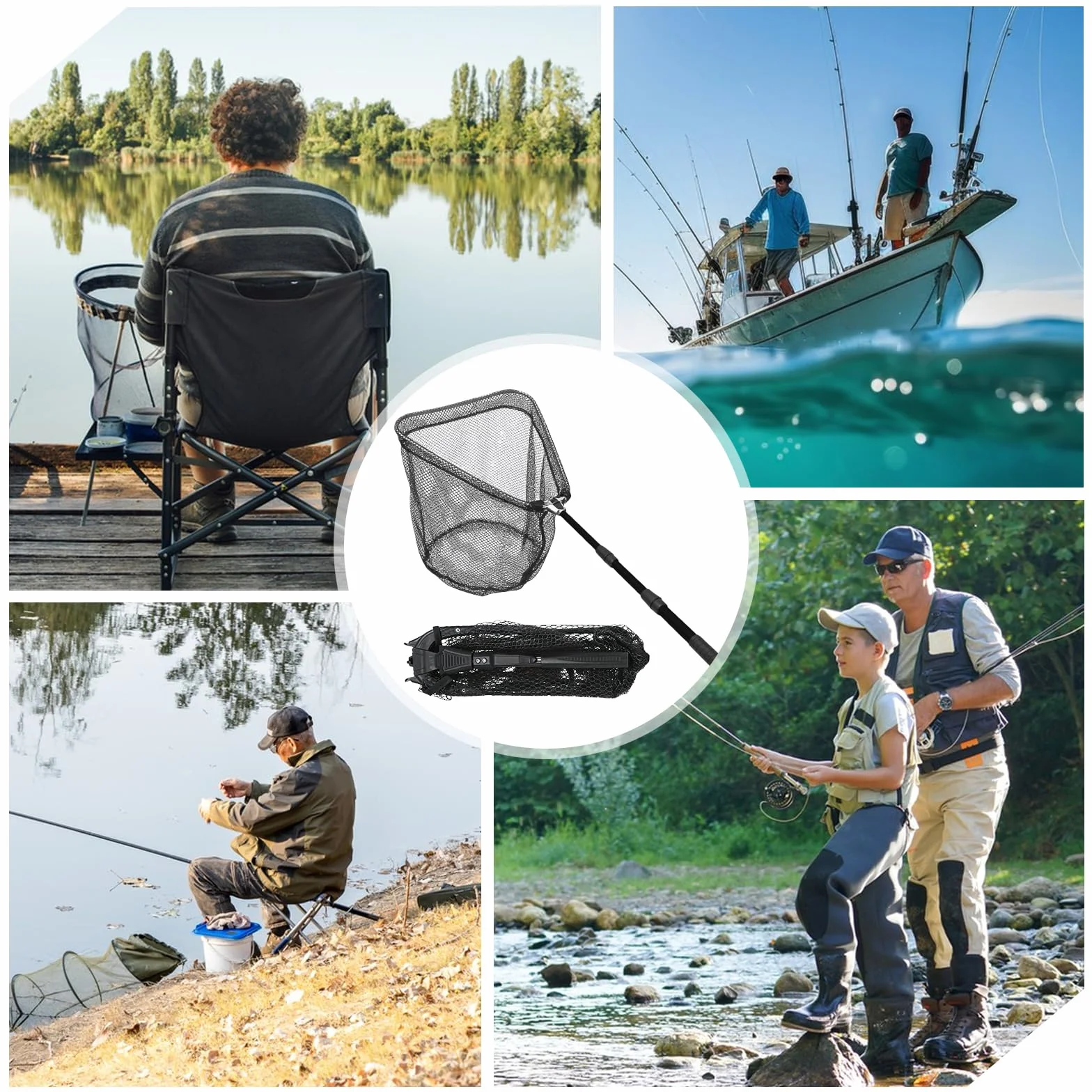 Épuisette De Pêche, Épuisette De Pêche Pliable 130cm avec Sac De Rangement, Épuisette De Pêches Télescopiquem, 3 Section, Épuisette Peches Carpe pour Carpe Truite Crevette Etang Bassin Poisson