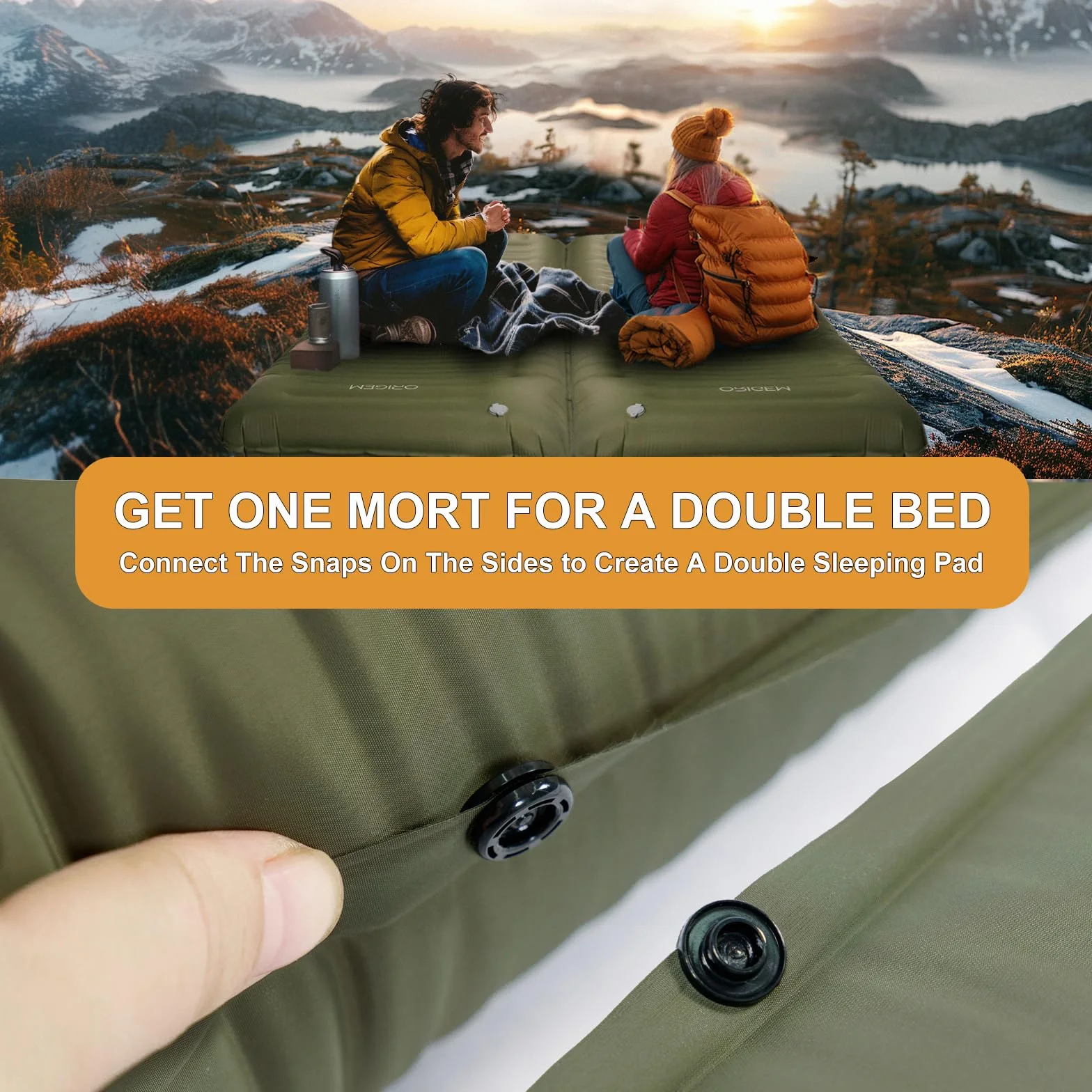 Origem Matelas Camping Autogonflant Ultra Léger 14cm avec Pompe à Pied et Oreiller pour Tente Randonnée