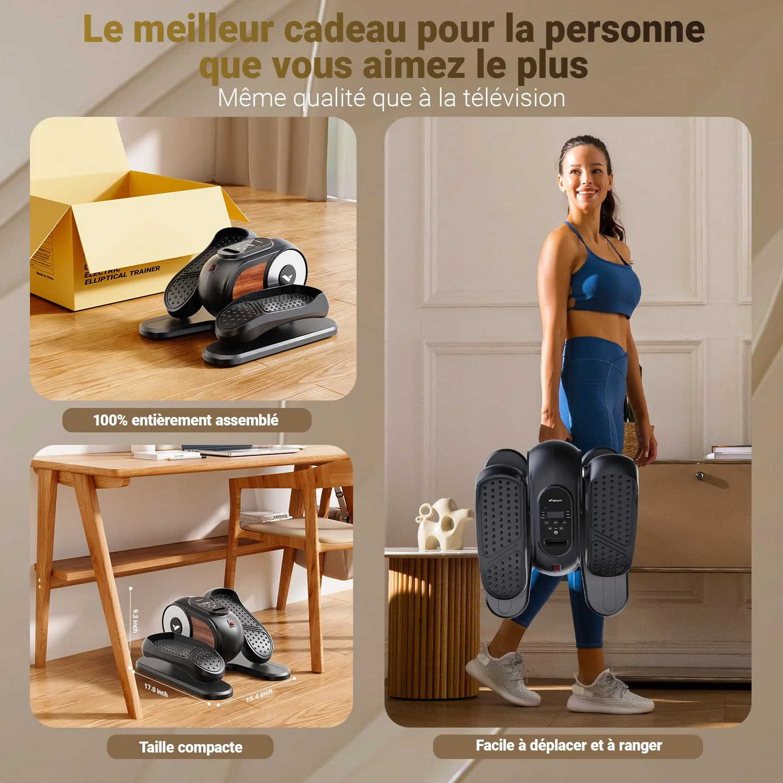 MERACH Mini Vélo Elliptique Électrique Compact avec Télécommande, Écran, 12 Vitesses, Silencieux