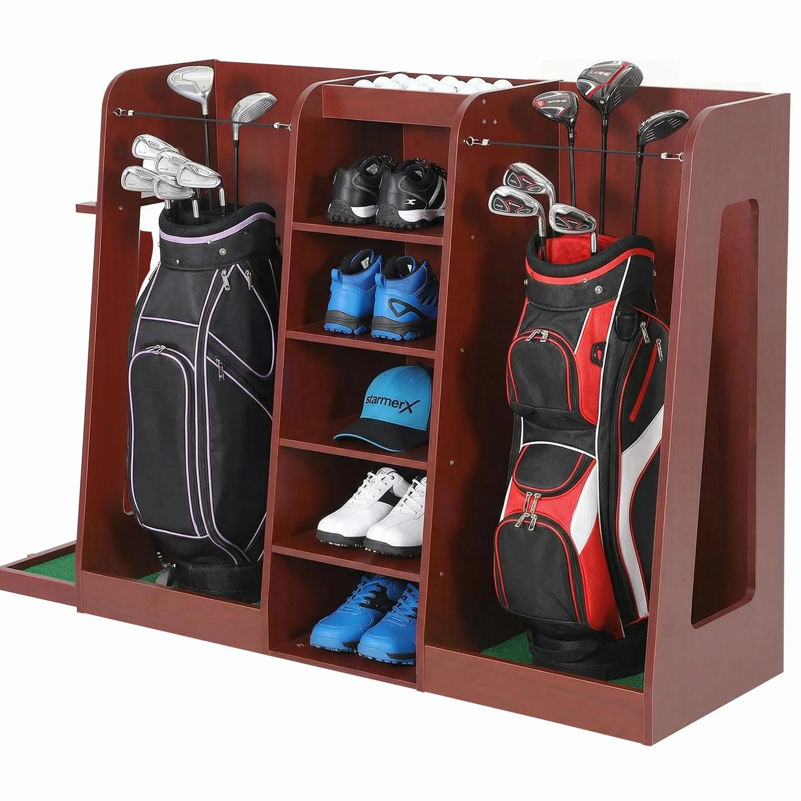 Organiseur Robuste pour Sacs de Golf Garvee – Rangement Bois pour 2 Sacs, Accessoires et Clubs