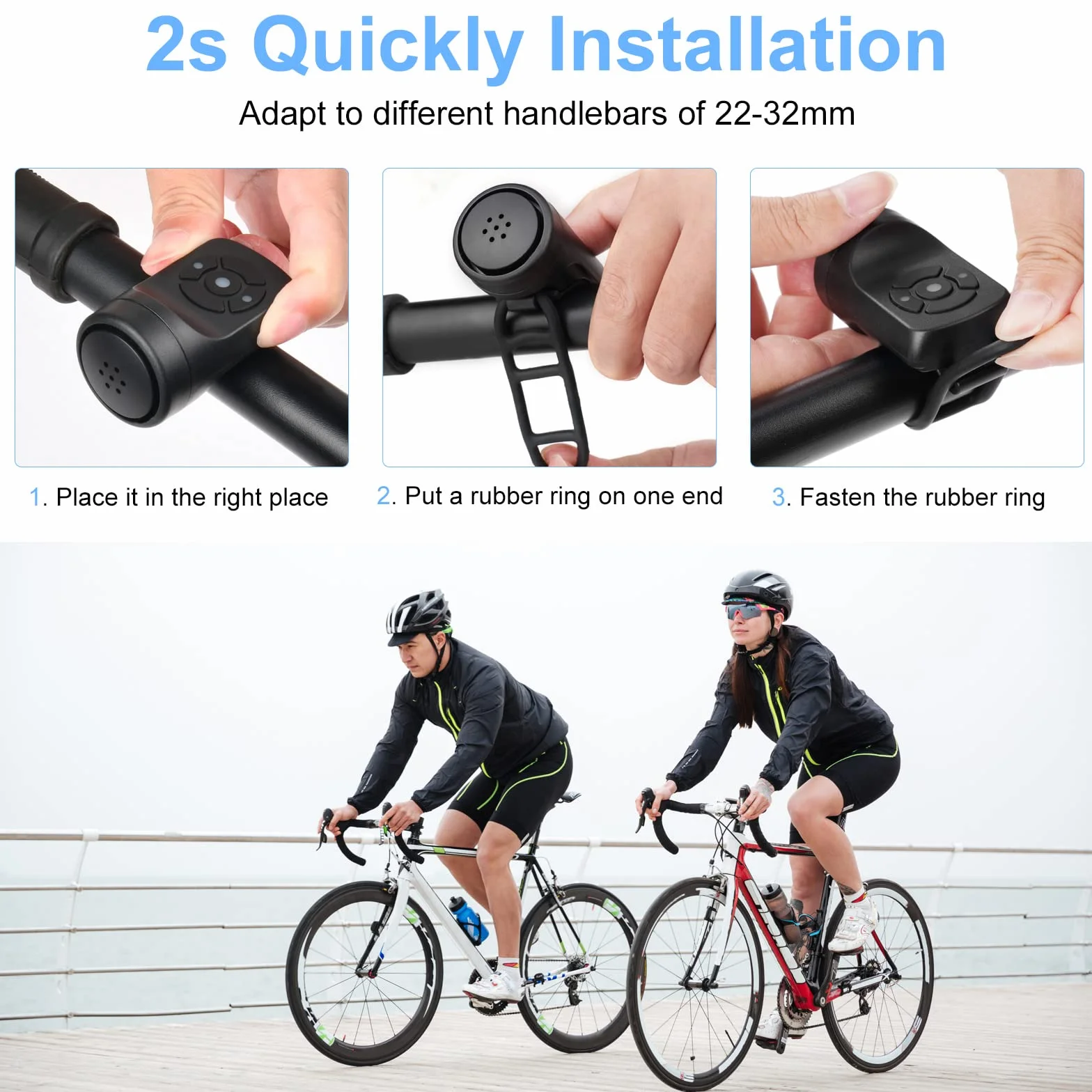 Flintronic Sonnette de Vélo Électrique 120dB IPX4 USB Klaxon Noir