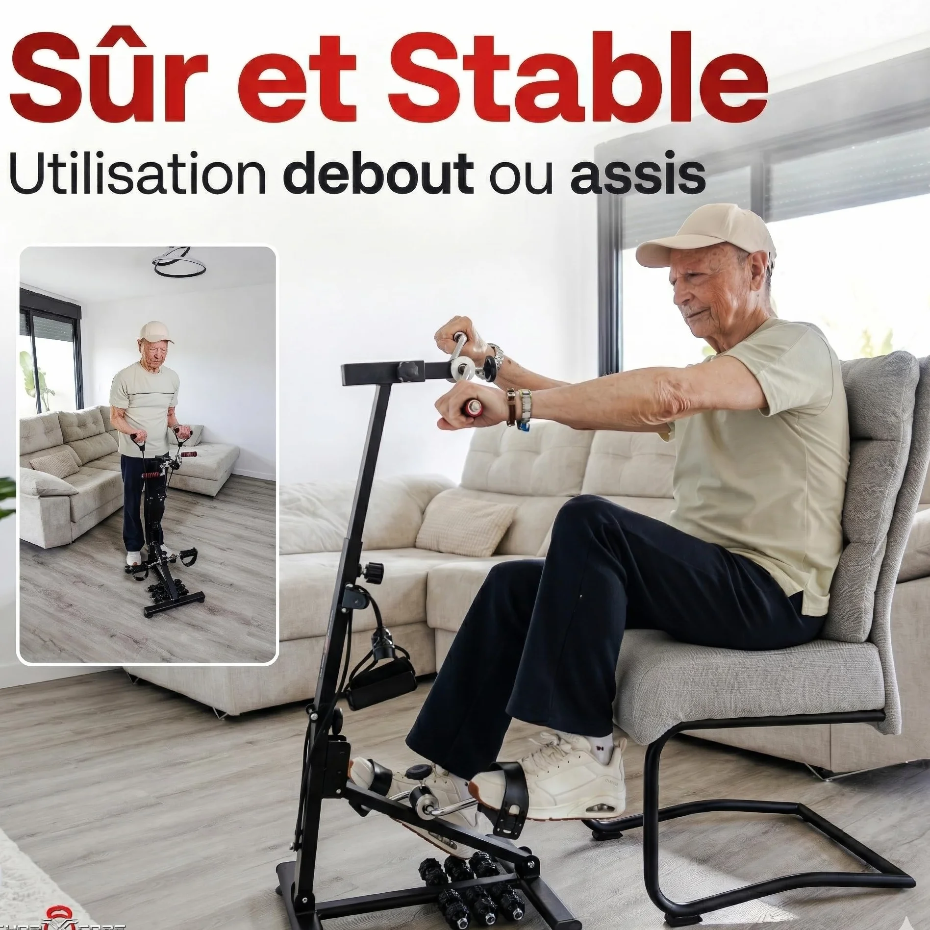Mini vélo Appartement 2 en 1 Bras et Jambes avec Résistance Réglable – Pédalier Bureau pour Exercice Maison