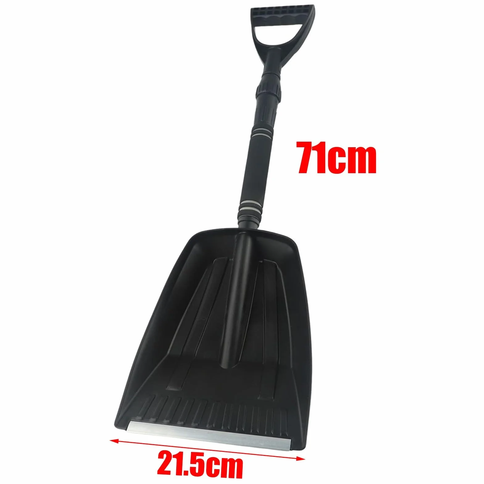 Pelle à neige rétractable pour voiture avec angle réglable, 71-86 cm extensible en aluminium et ABS avec poils à 3 rangées, noir