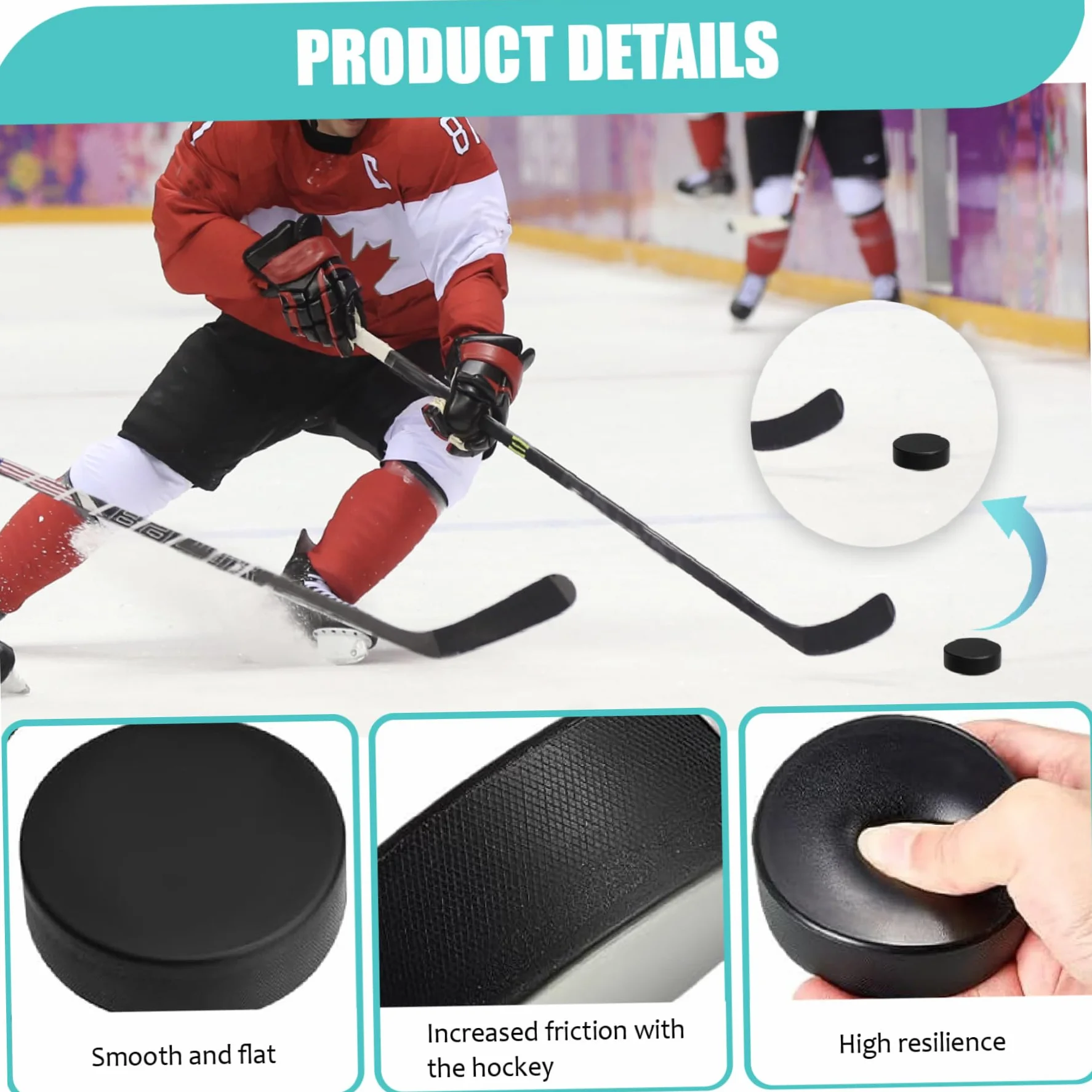 Lot de 4 palets de hockey sur glace en mousse noirs pour entraînement intérieur