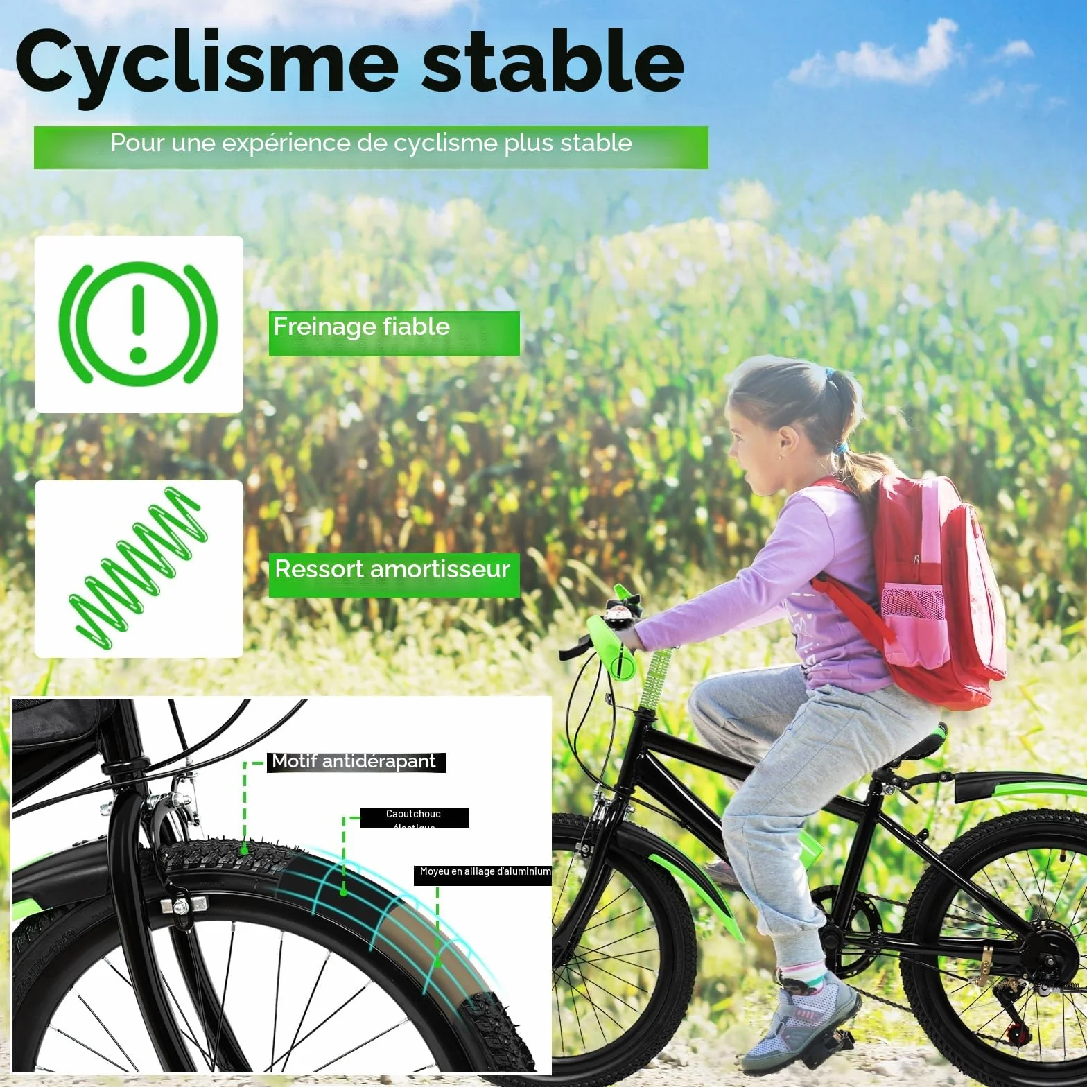 VTT 20 pouces acier carbone freinage vélo montagne support gobelet garde-boue homme femme 85 kg