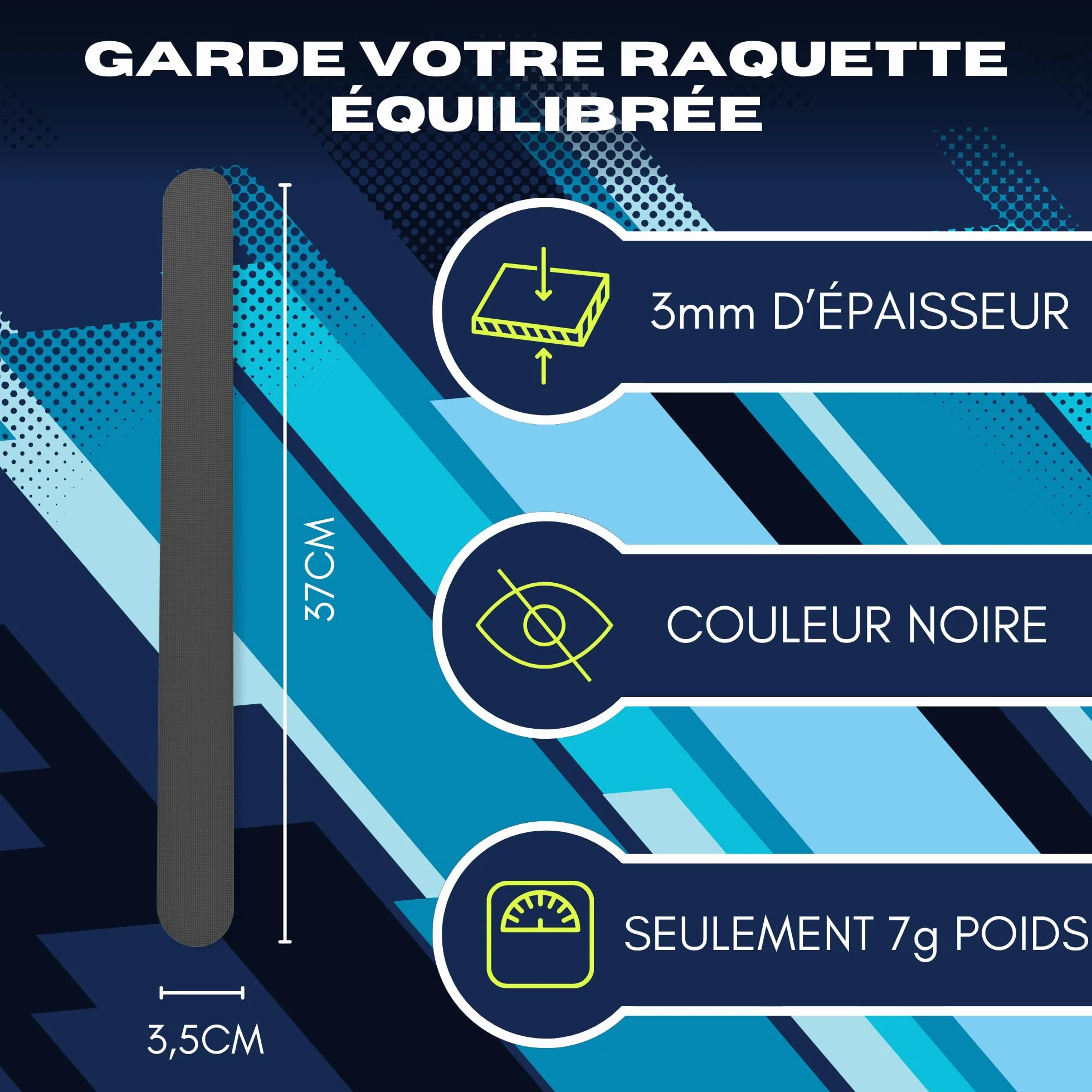 Protection Raquette Padel Noir Rugueux Silicone - Lot Multi-granulés