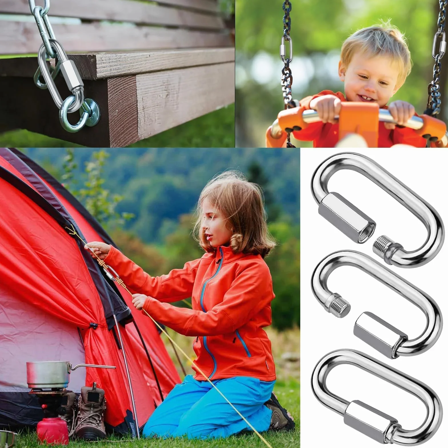 Maillon Rapide M6 V4A Mousqueton Vis Attache Rapide 5 Pièces pour Escursioni Pesca Campeggio