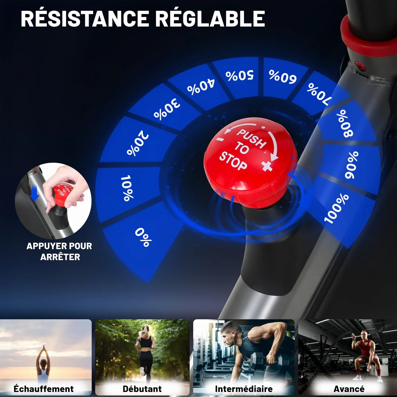 Vélo d'Appartement Résistance Ajustable Silencieux Volant d'Inertie 8KG Écran LED Selle Réglable
