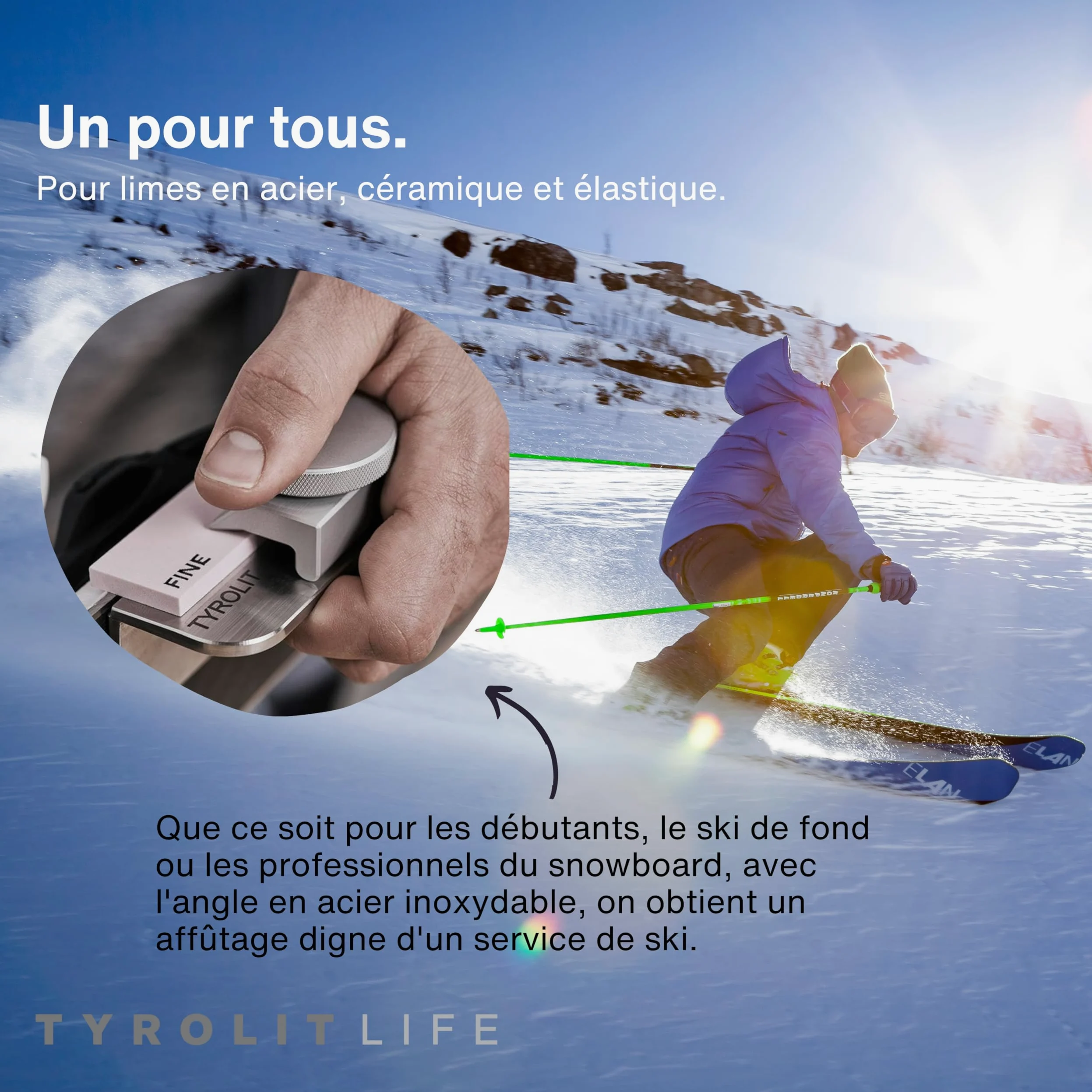 Tyrolit Ponceuse de bord Life pour skis et snowboard en acier inoxydable avec angle de ponçage 88° - Tuner Edge pour skis et bords de ski plus tranchants comme le service de ski