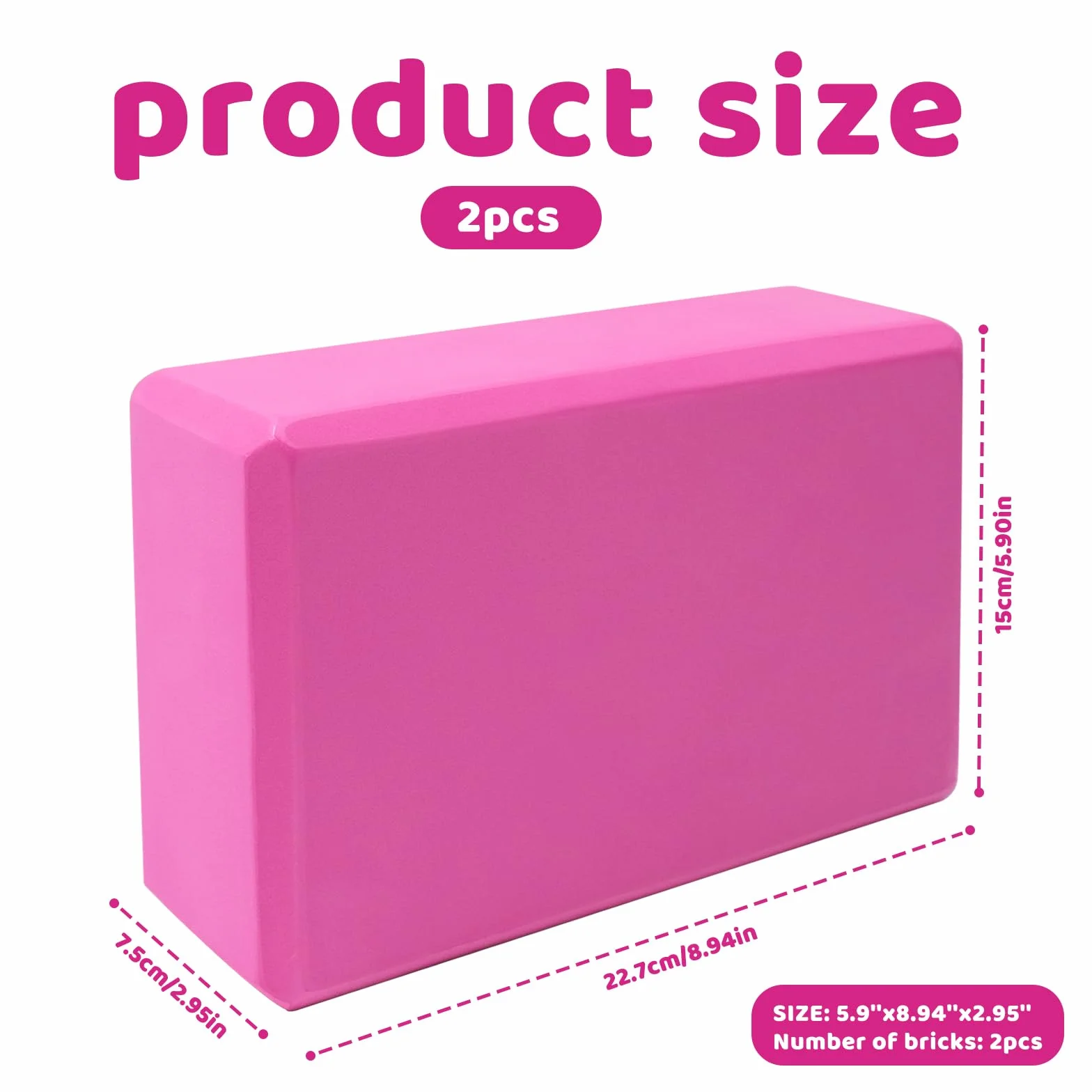 Blocs de yoga en mousse EVA haute densité antidérapante, lot de 2 pour yoga, pilates, méditation