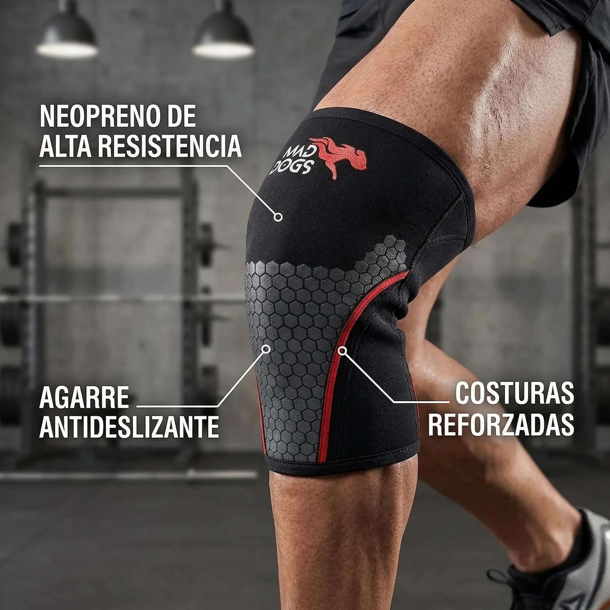 MAD DOGS Genouillères Crossfit 5 mm Néoprène Powerlifting Haltérophilie Protection Articulaire