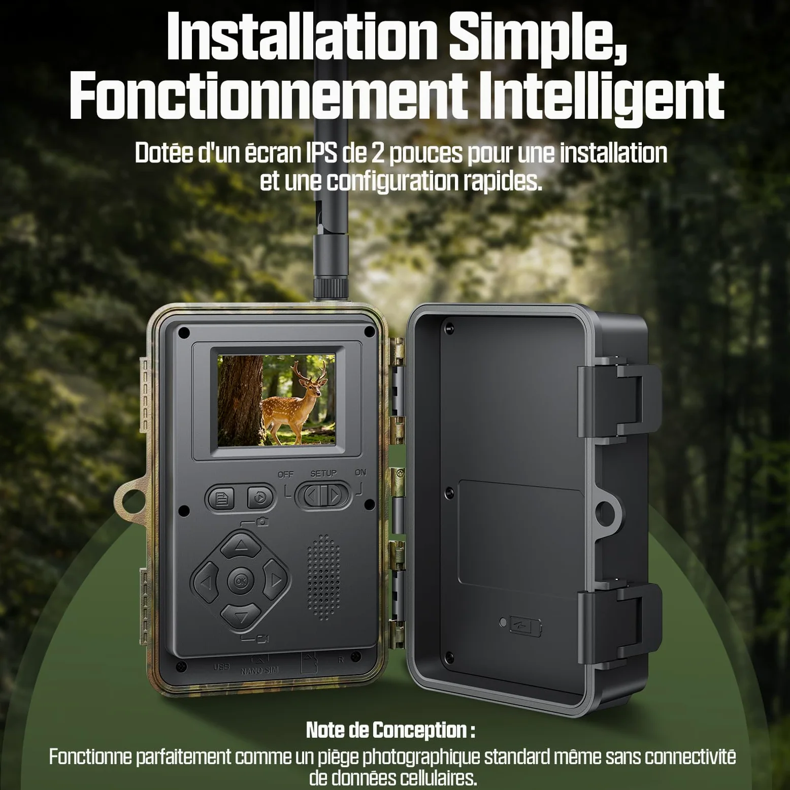 CEYOMUR 4G LTE Cellulaire Camera de Chasse, 48MP Caméra de Chasse Solaire | 5200 mAh Batterie, Piege Photographique avec Carte TF 64 GB et Carte SIM, Alarme Instantanée Via APP, Stockage Cloud