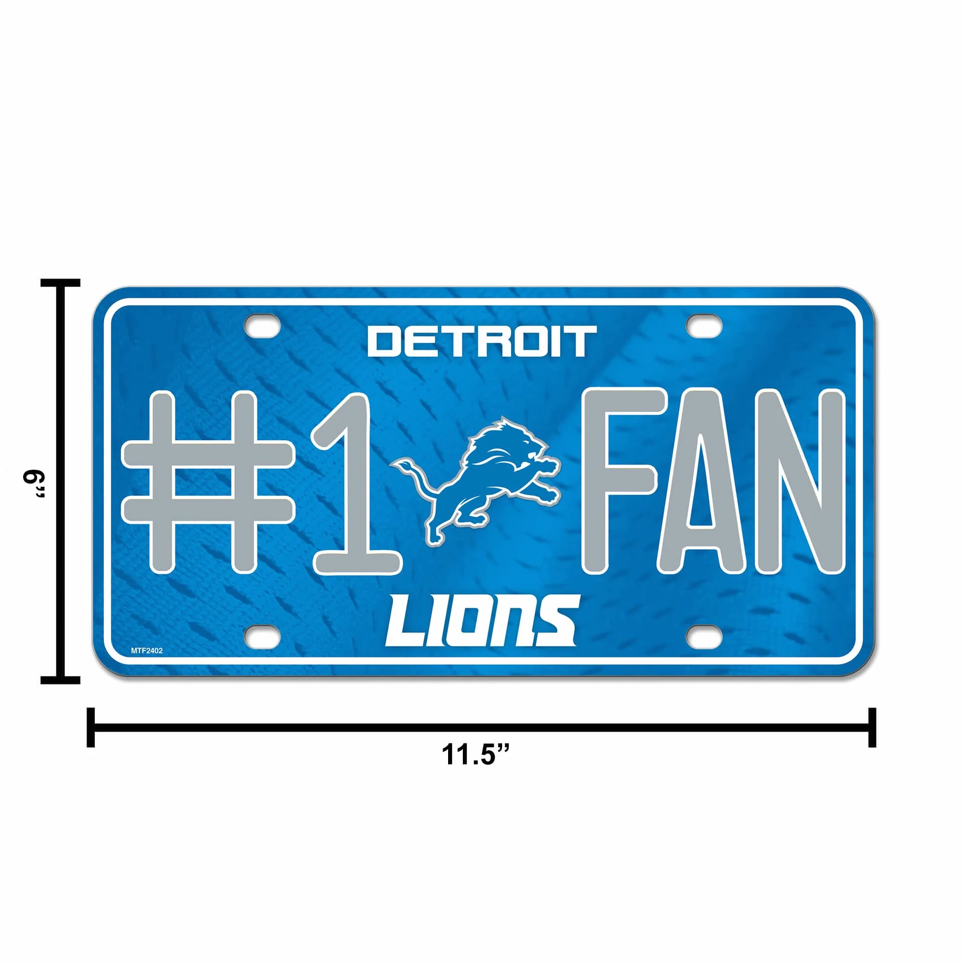 Rico Industries NFL Detroit Lions #1 Fan Metal License Plate Tag