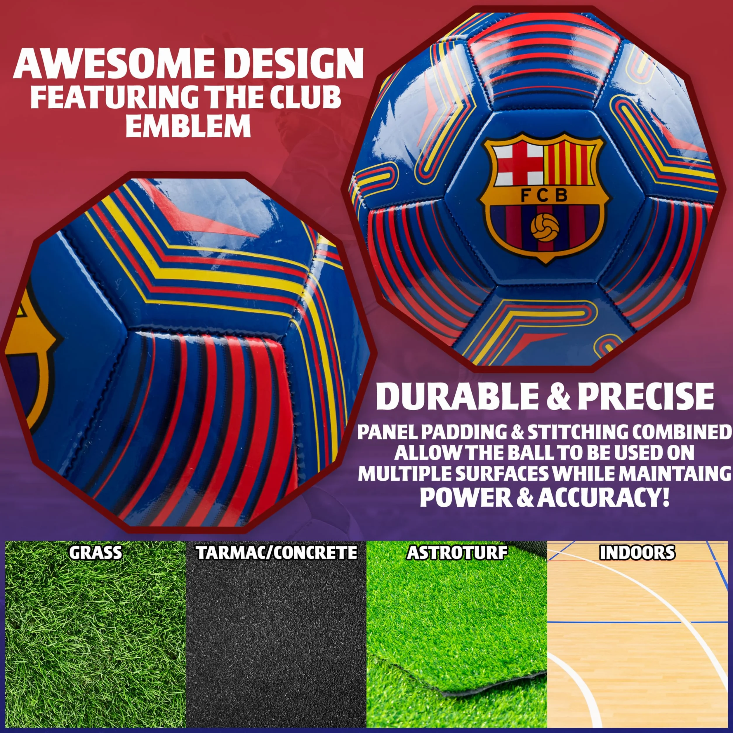 FC Barcelona Ballon de Foot Officiel Club Taille 3 Bleu Rouge
