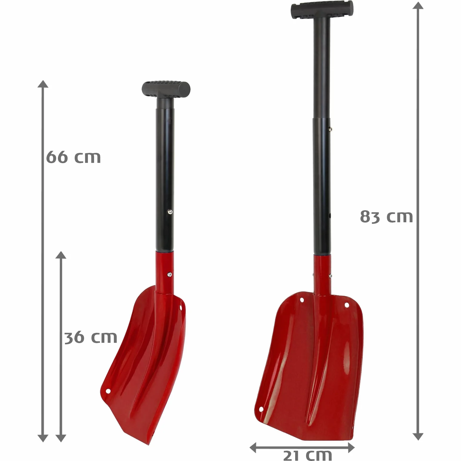 ALPIDEX Pelle Avalanche Alu Manche Extensible Pelle Neige Telescopique, Couleur:Rouge