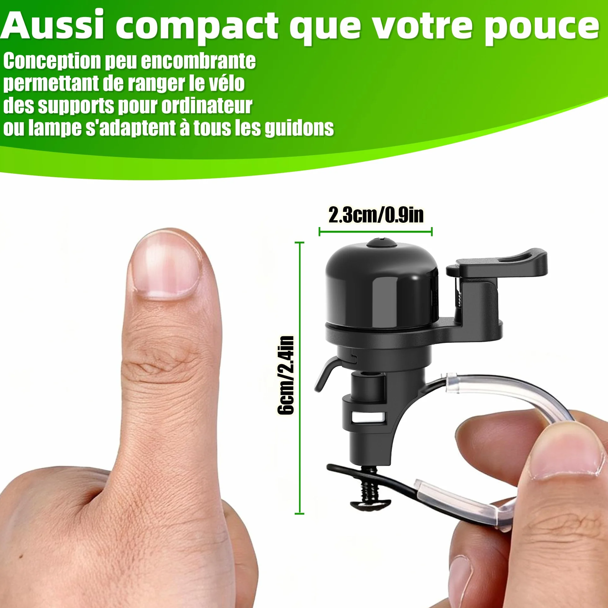 Sonnette Vélo Puissante 100 DB Rotation 360° Compatible Guidons 22-32 mm Route Gravel