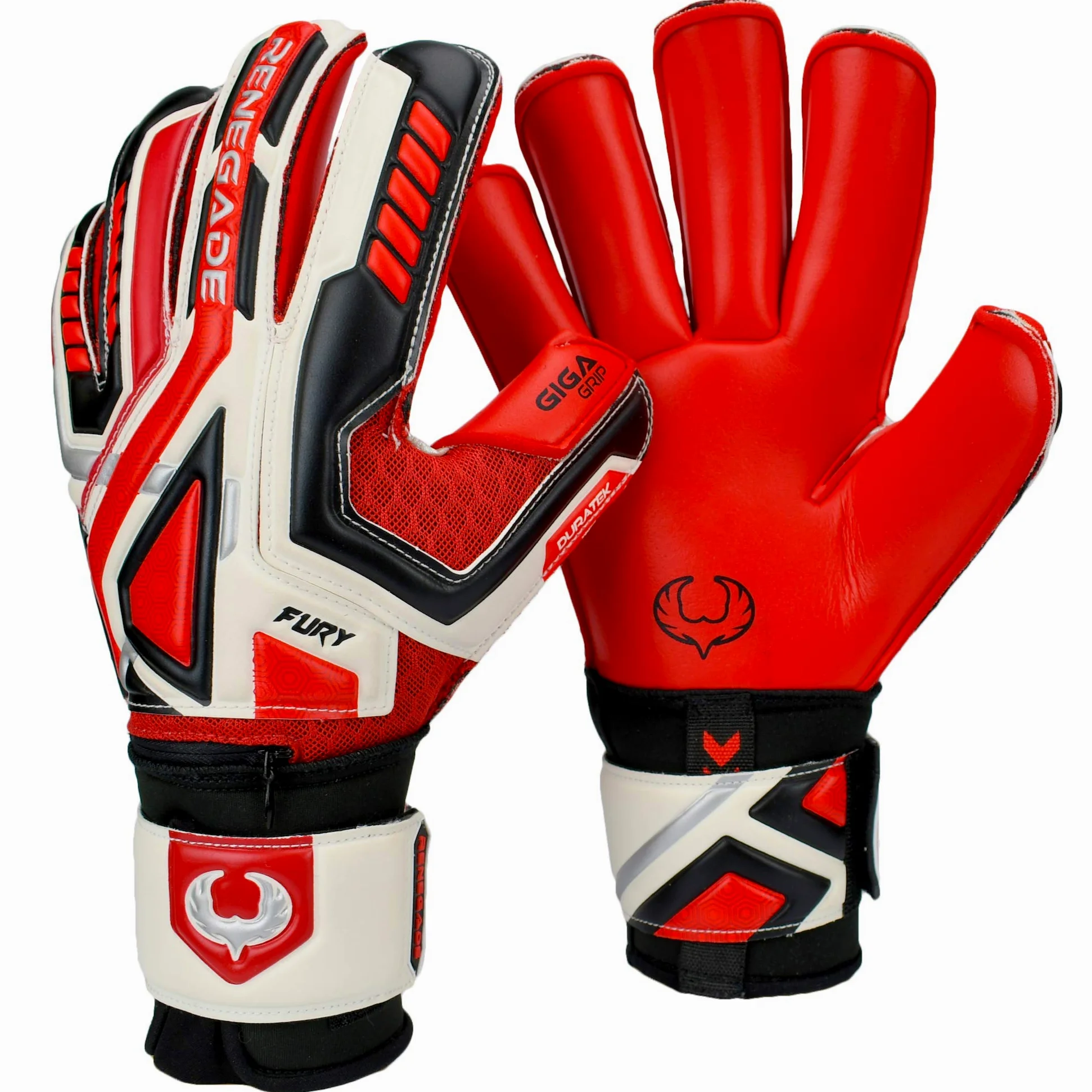 Renegade GK Fury Gants De Gardien De But (Tailles 7-11, Level 4) 4+3MM Giga Grip & Pro-Tek Fingersaves | Excellent Poigne & Protection | Gant Gardien de But Adulte, Homme, Junior