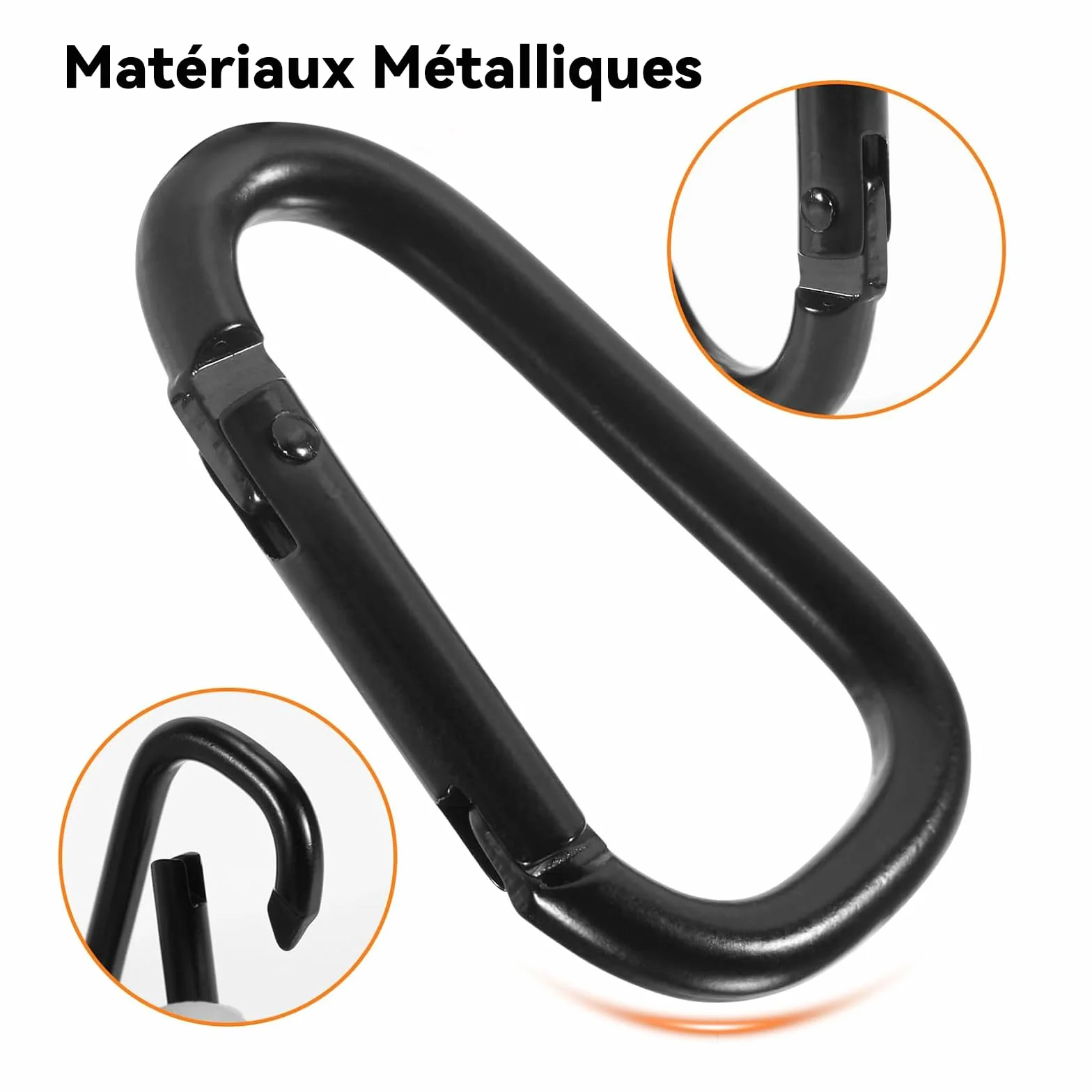 Mousquetons Aluminium Noir Lot de 12 Mini Mousqueton Porte Clé pour Sac à Dos Randonnée Camping