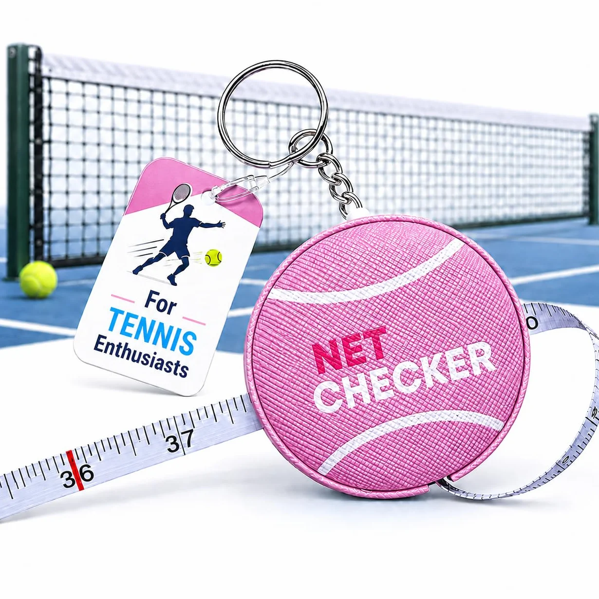 Tennis Net Height Mini Measuring Tape 59 cali, Przenośna Elastyczna Taśma Miernicza z Brelokiem