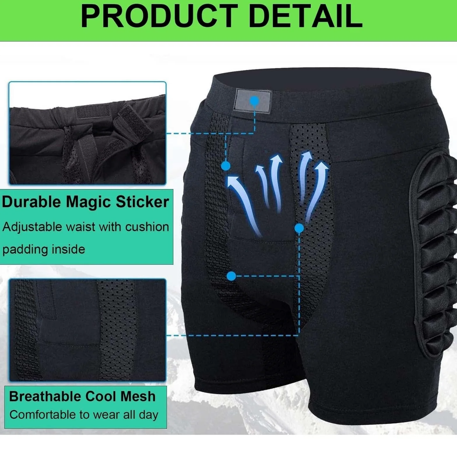 Protection Hanche Short Rembourré 3D Respirant Léger Équipement De Protection for Ski Skate Snowboard Patinage Ski Cyclisme