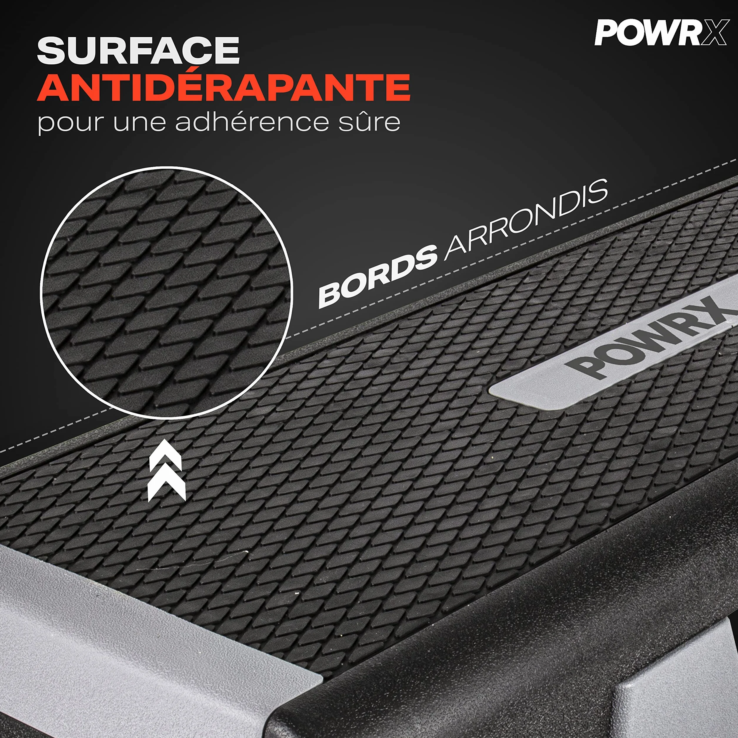 POWRX Step Aerobics Stepper d'entraînement 89 x 34 cm Hauteur réglable antidérapante