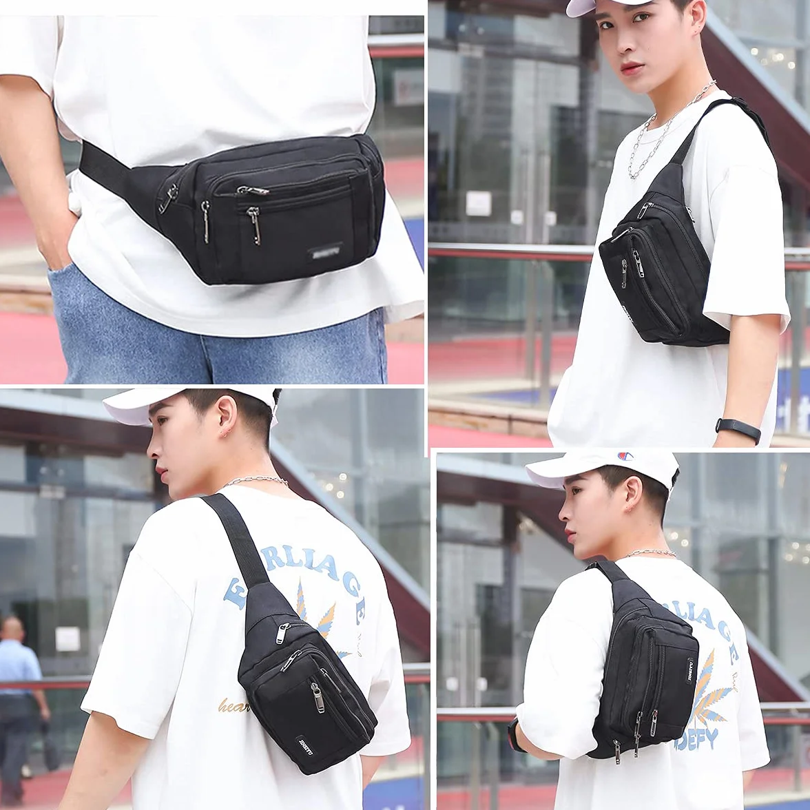 Banane Homme Femme Randonnée Sacoche Bandoulière Ceinture Outdoor Sport Waist Pack Noir