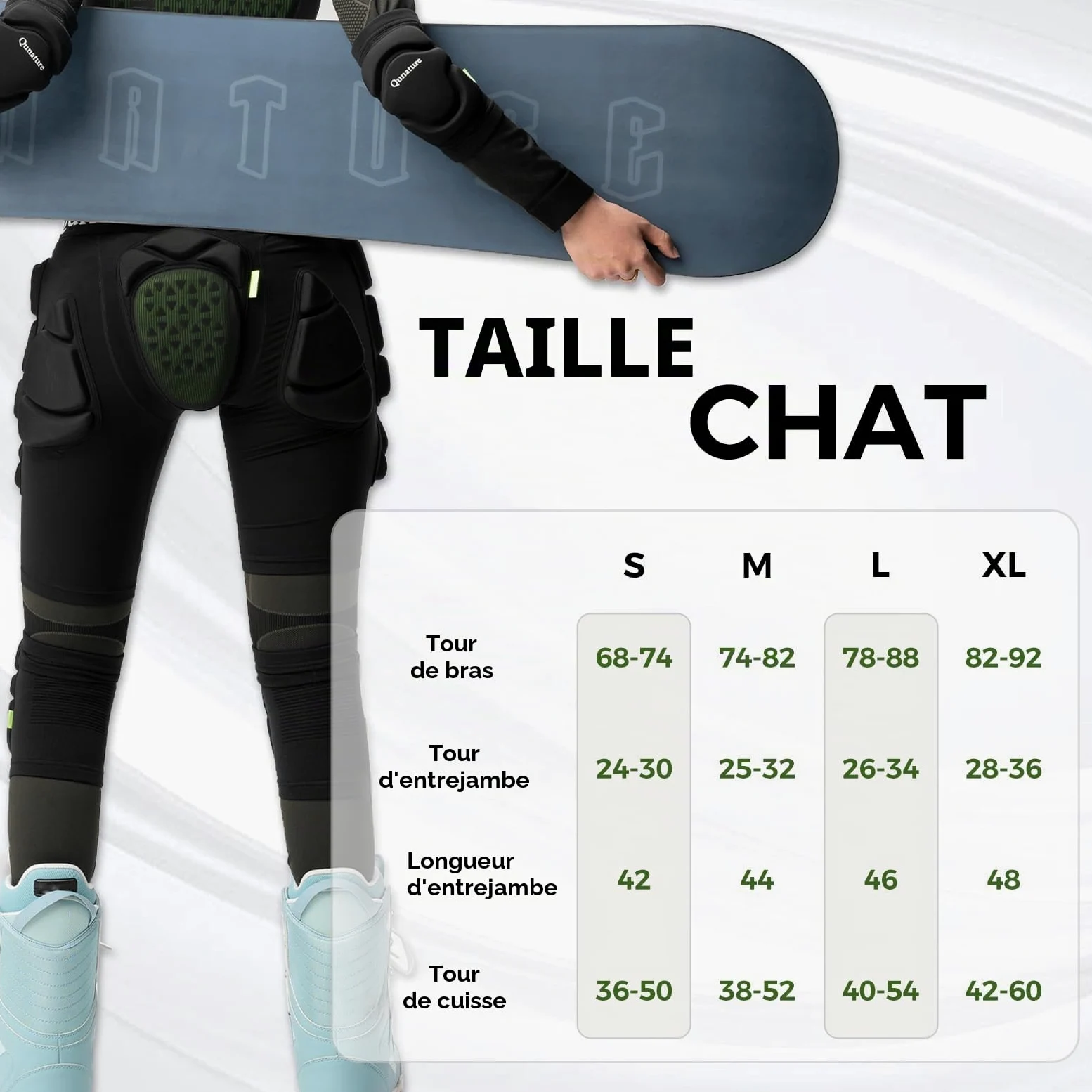 Pantalons de Protection Snowboard Equipement de Protection 3D Cale-Hanches Eva pour Hommes et Femmes Version Étendue