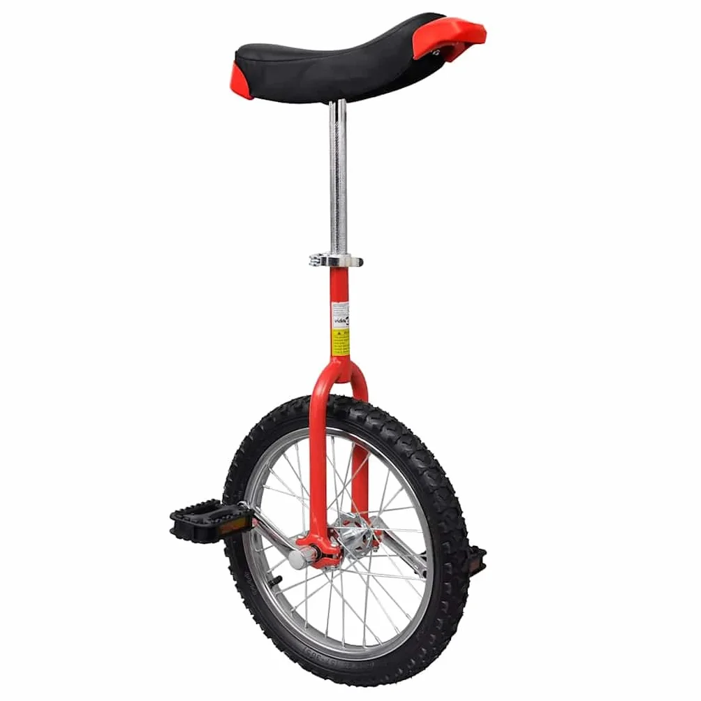 Monocycle Ajustable Rouge 16 Pouces pour Enfants Débutants