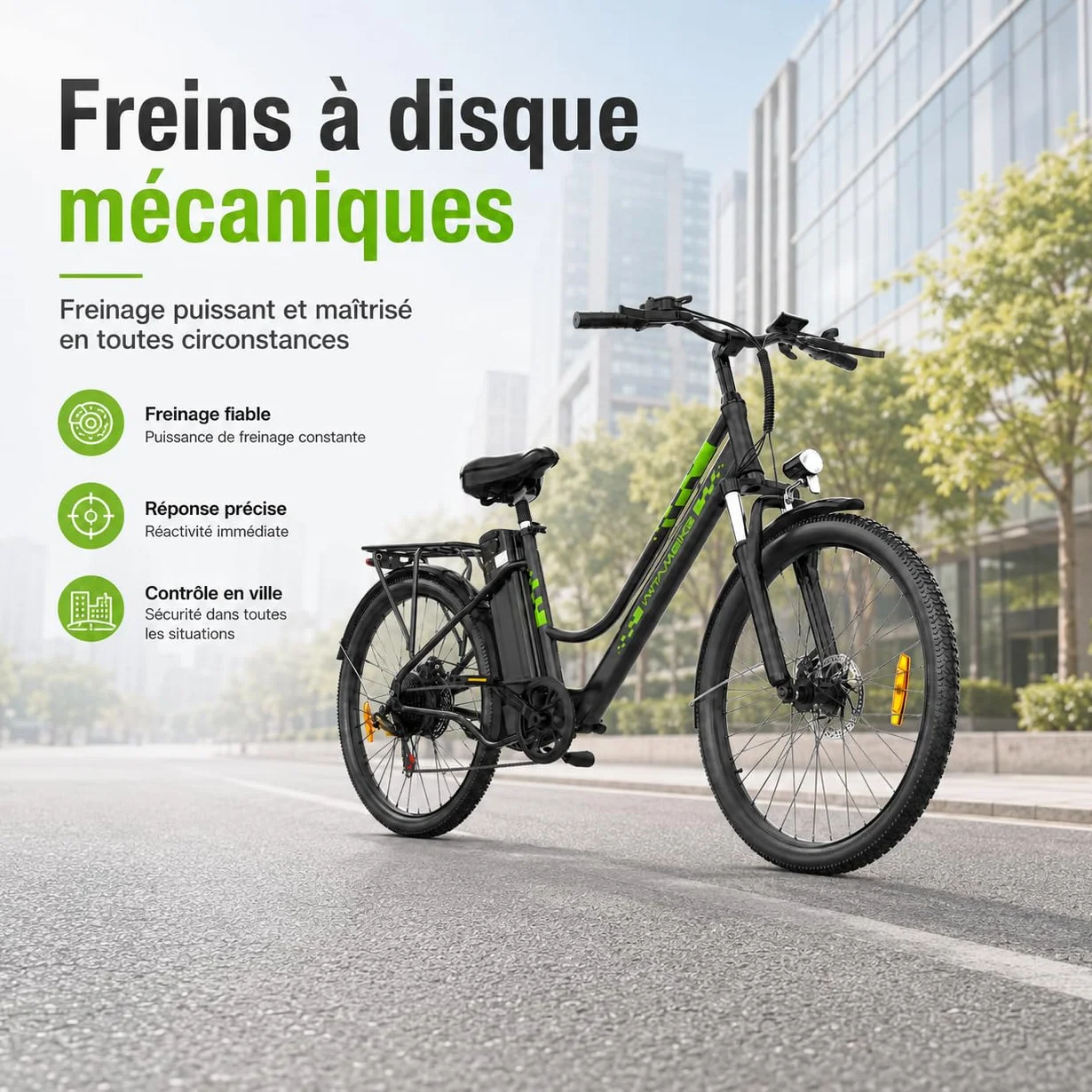 Vélo Électrique 26 Pouces 250W 36V 15Ah Batterie Amovible Smart Urban E-Bike Adulte
