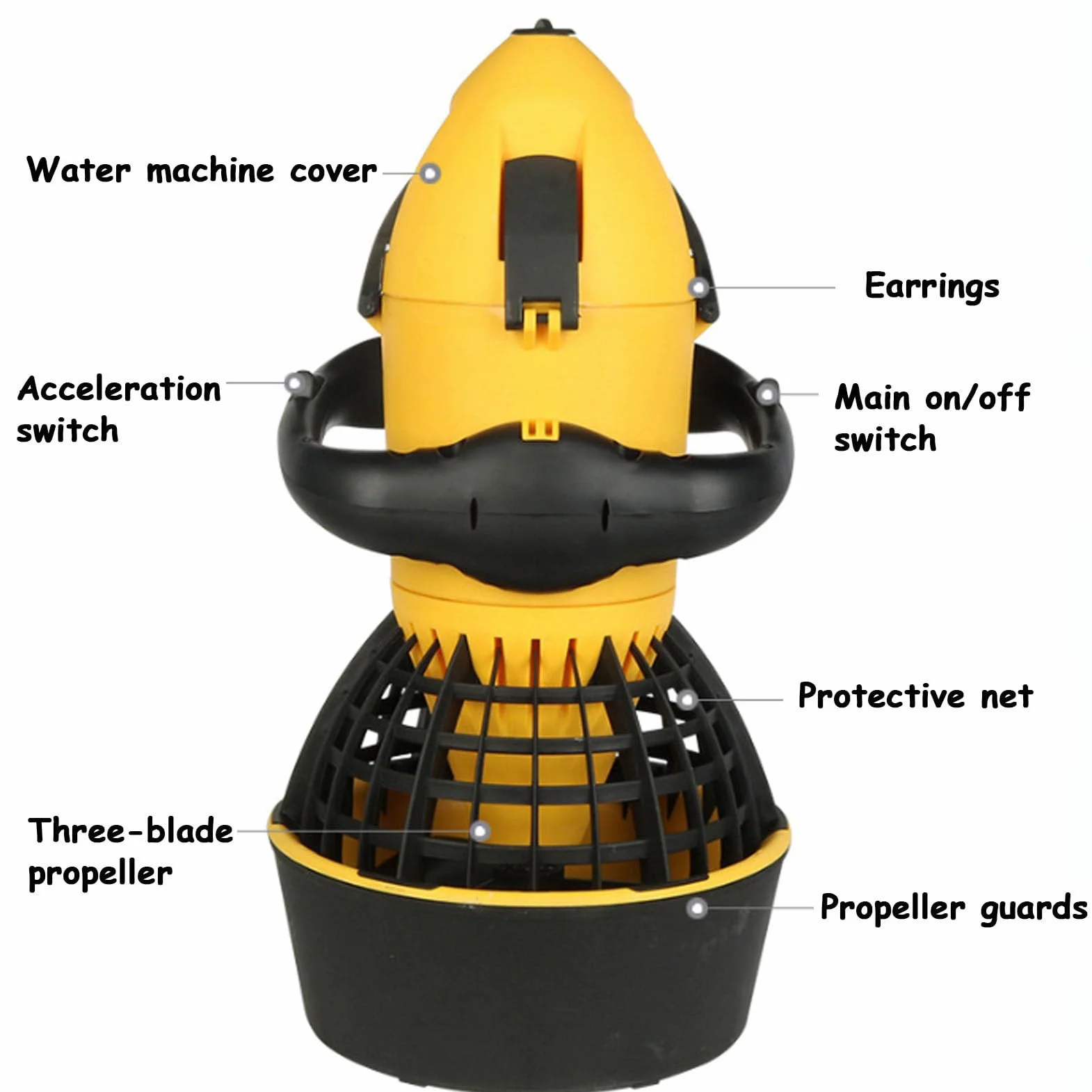 Scooter sous-marin 500W, propulseur de plongée double vitesse étanche pour piscine et plongée