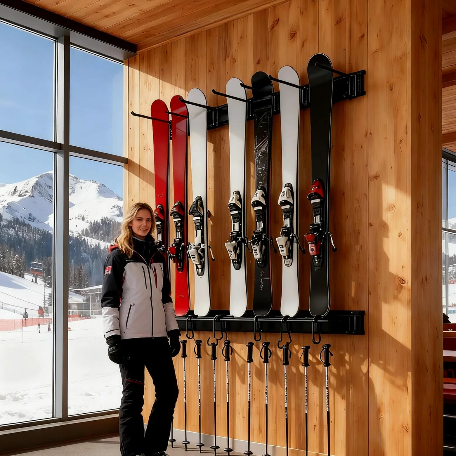 Porte-Ski Murale Garage - Support Antidérapant Pour Skateboard | Et Équipement,Rack Ski Snowboard pour Intérieur Extérieur Cave - Pour Accessoires Sportifs Intérieur Extérieur Abri Jardin