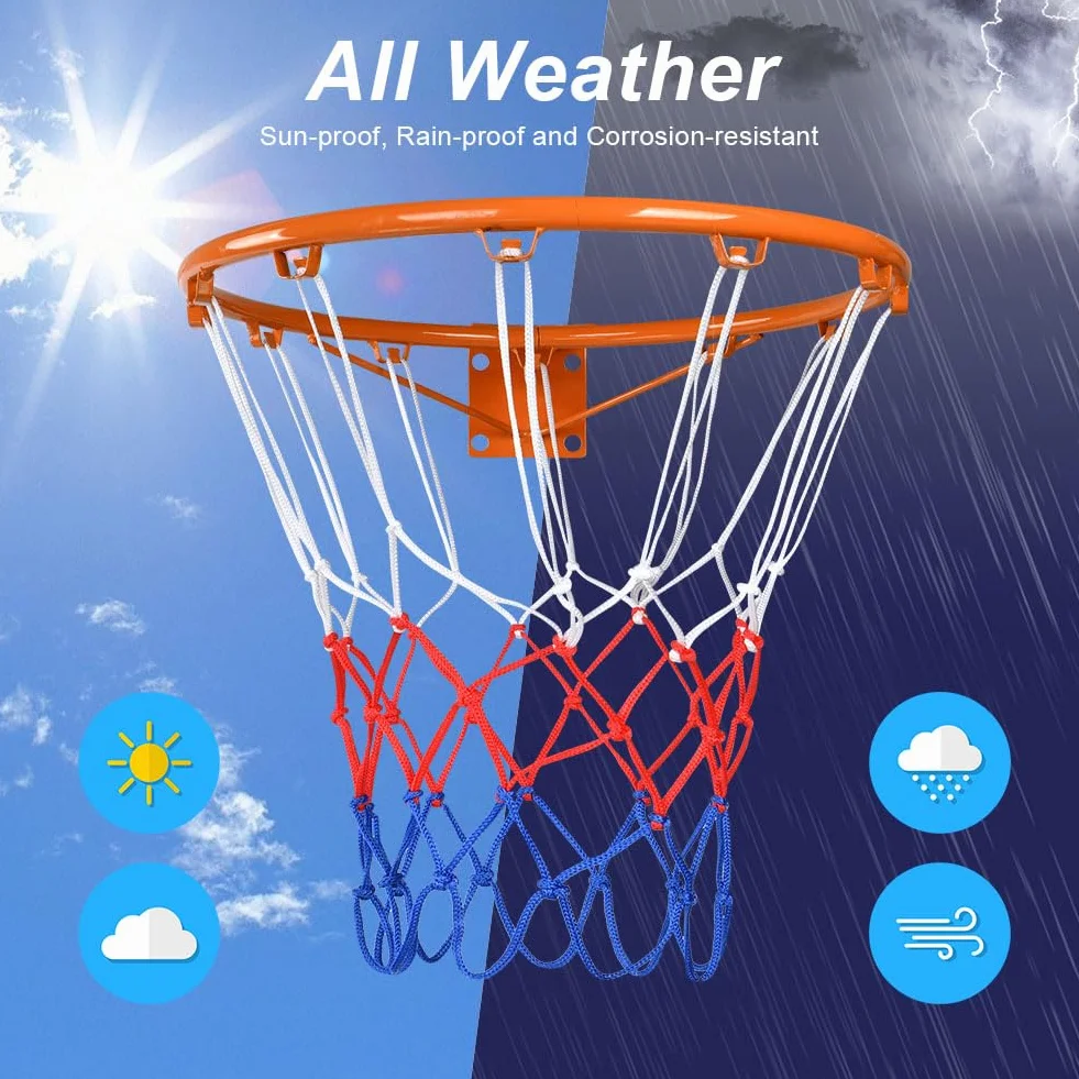 Flintronic Filet de Basketball 12 Boucles 3.5mm, Résistant pour Panier Basket Extérieur