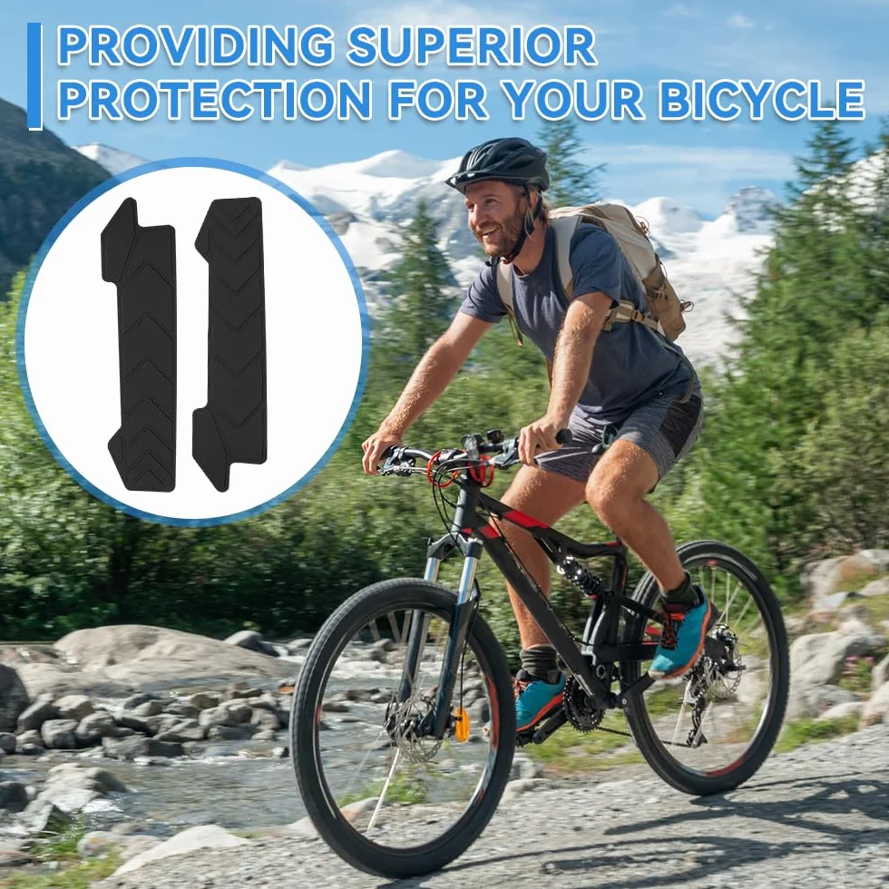 Protection de Chaîne Vélo Silicone 2 Pièces, Protège Cadre Anti-Rayures Auto-Adhésif Noir