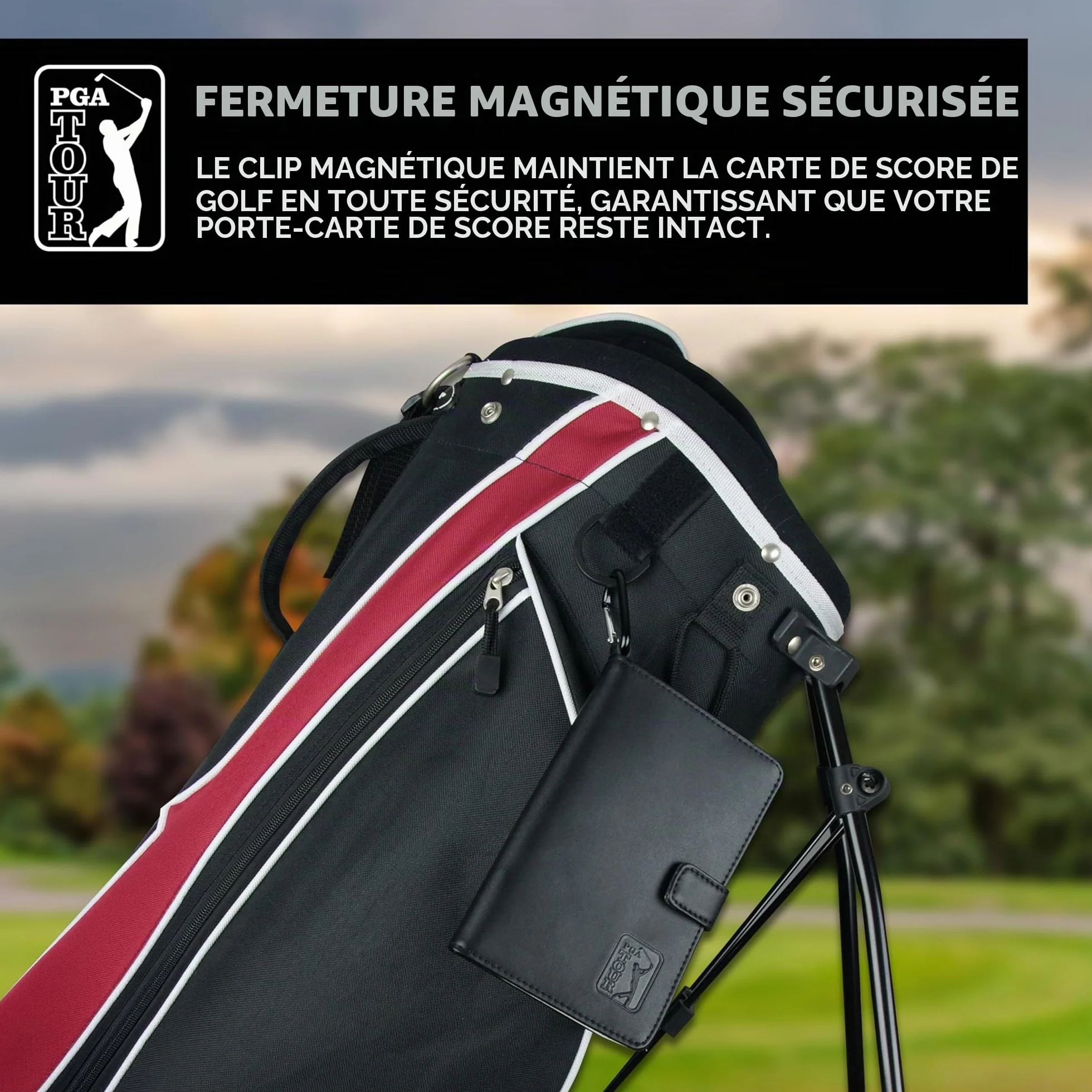 PGA Tour Golf Organiseur en Cuir Noir