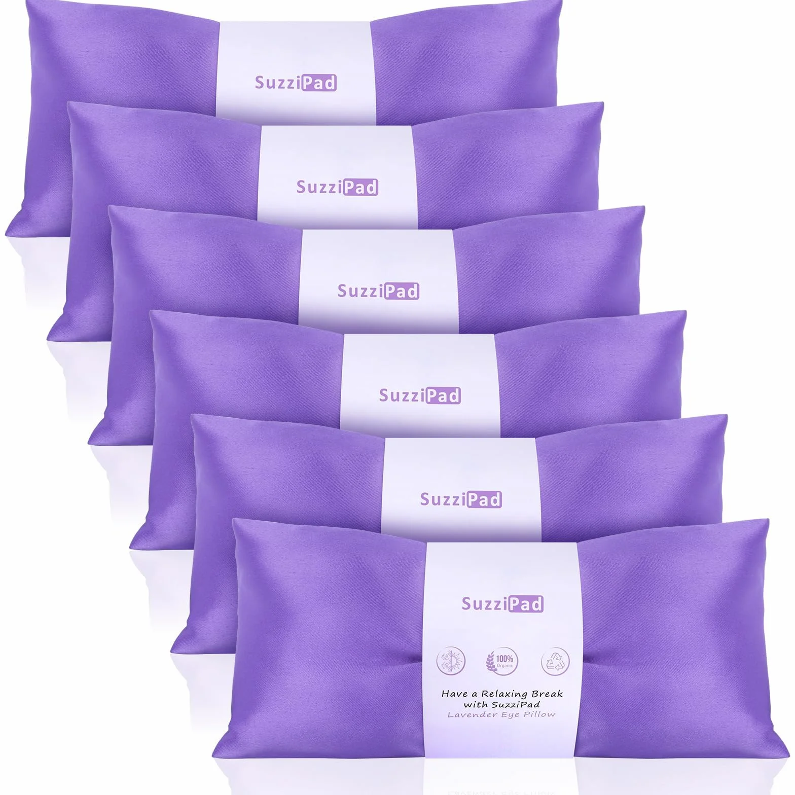 SuzziPad Lot de 6 oreillers pour les yeux à la lavande, masque lesté pour dormir, compresse oculaire chaude et froide