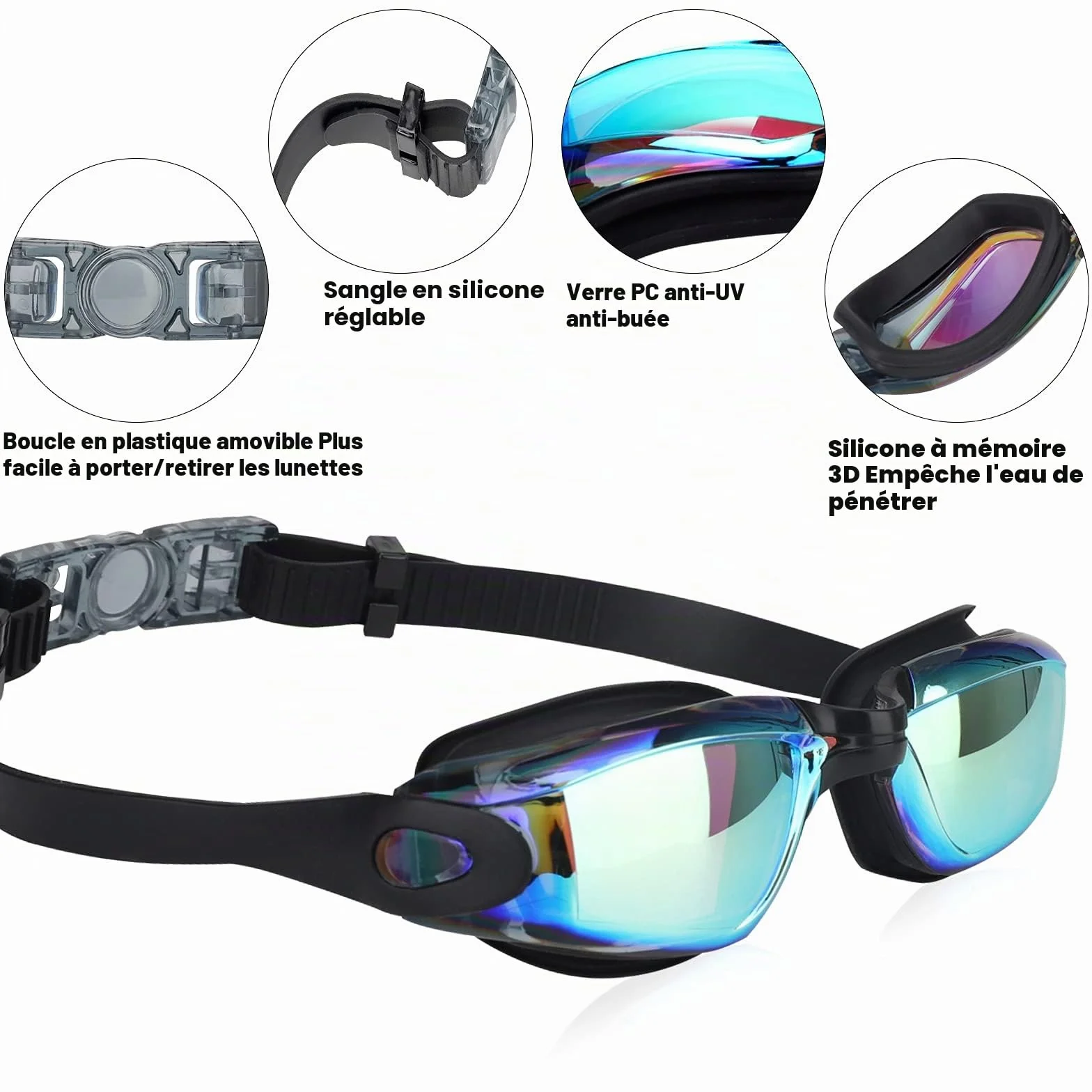 Lunettes de Natation Polarisées Anti-buée Protection UV Hommes Femmes Adultes