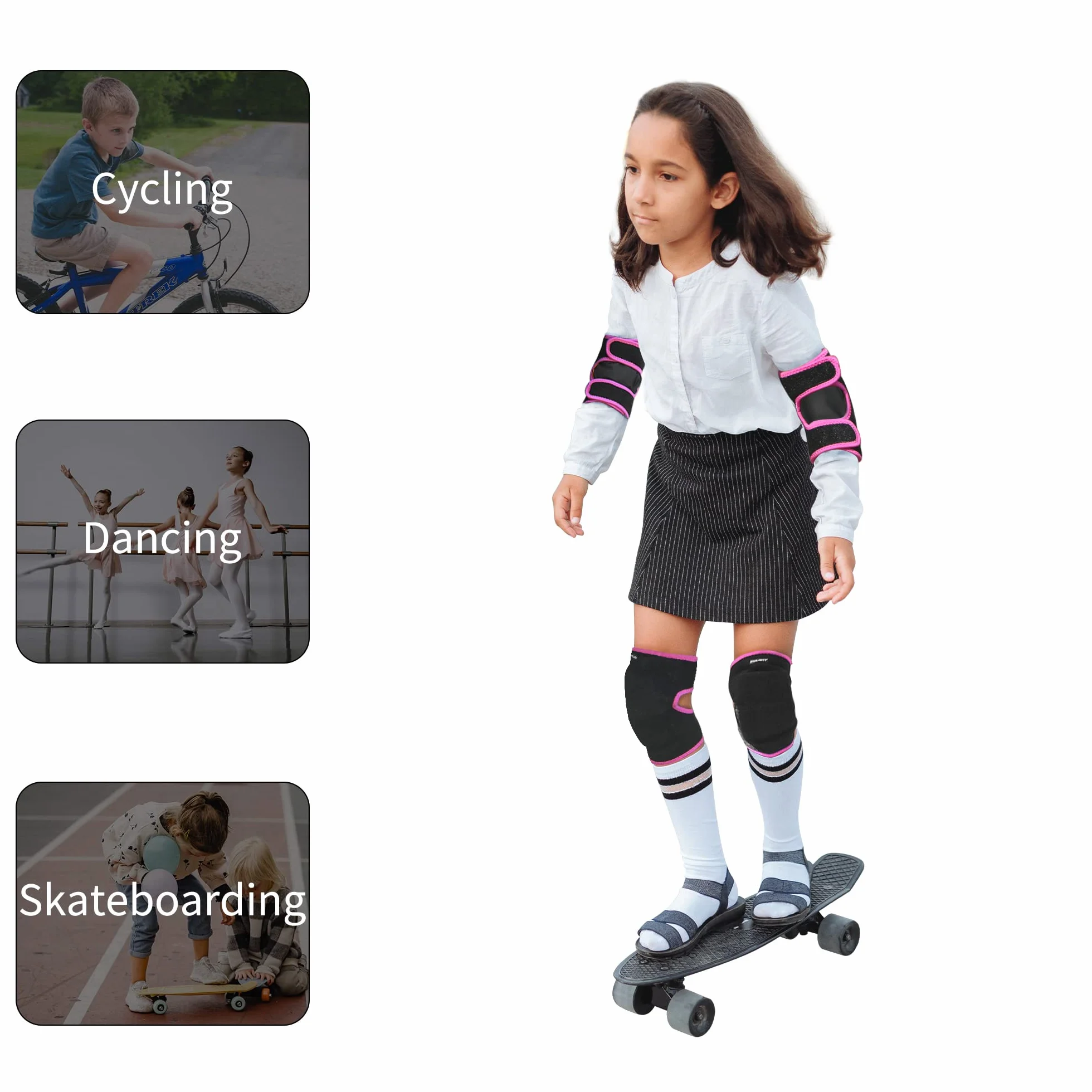 Genouillères Ajustable Garçons Filles Genouillère de Soutien avec Renforts SBR pour Vélo Danse Volleyball
