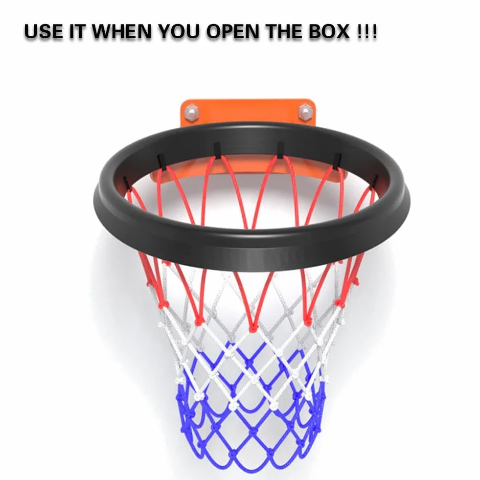 Filet de basket-ball portable amovible, système d'installation facile pour cerceaux sans monture