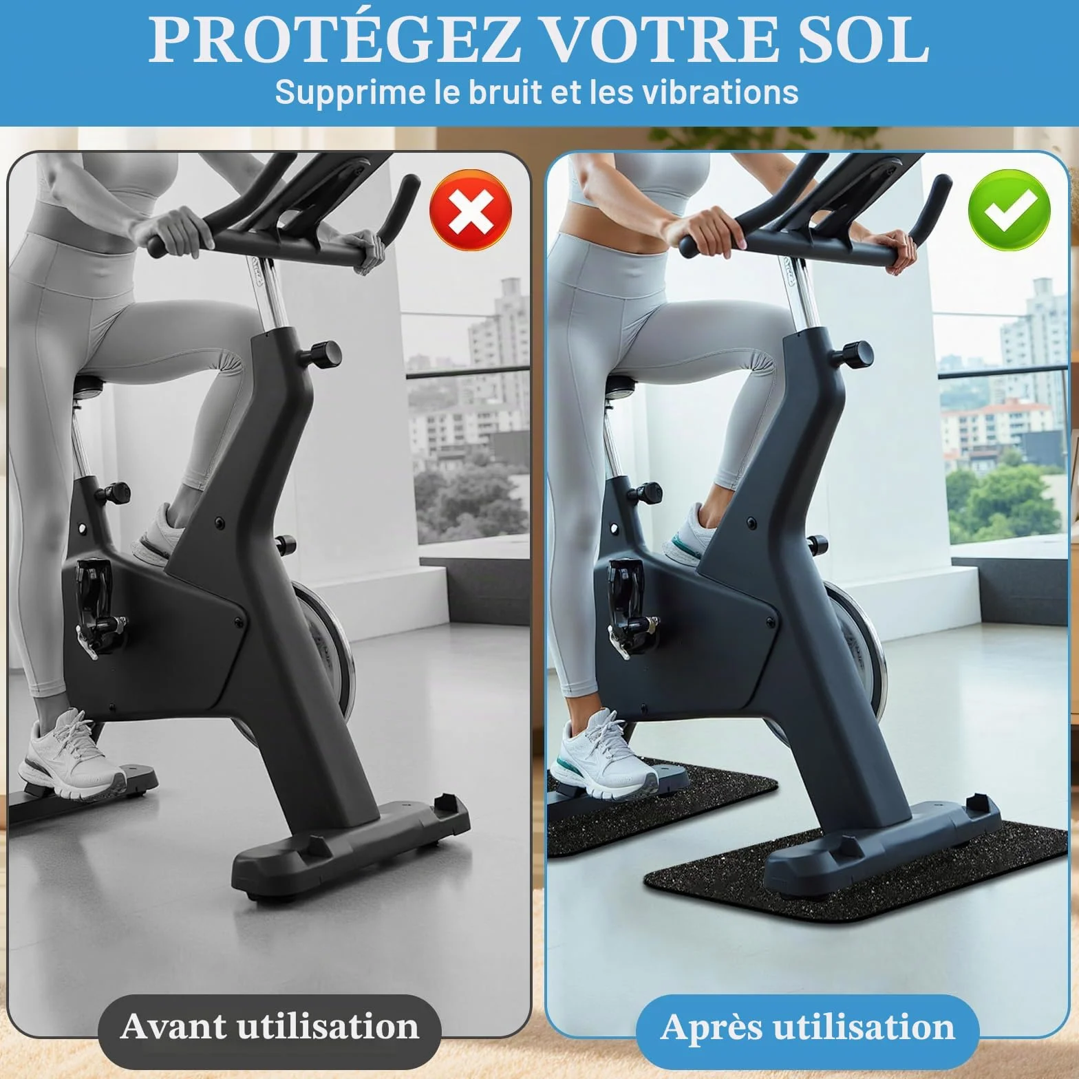 Erzekrim Tapis de protection sport fitness 28 x 70 cm 2 pièces 6 mm d'épaisseur