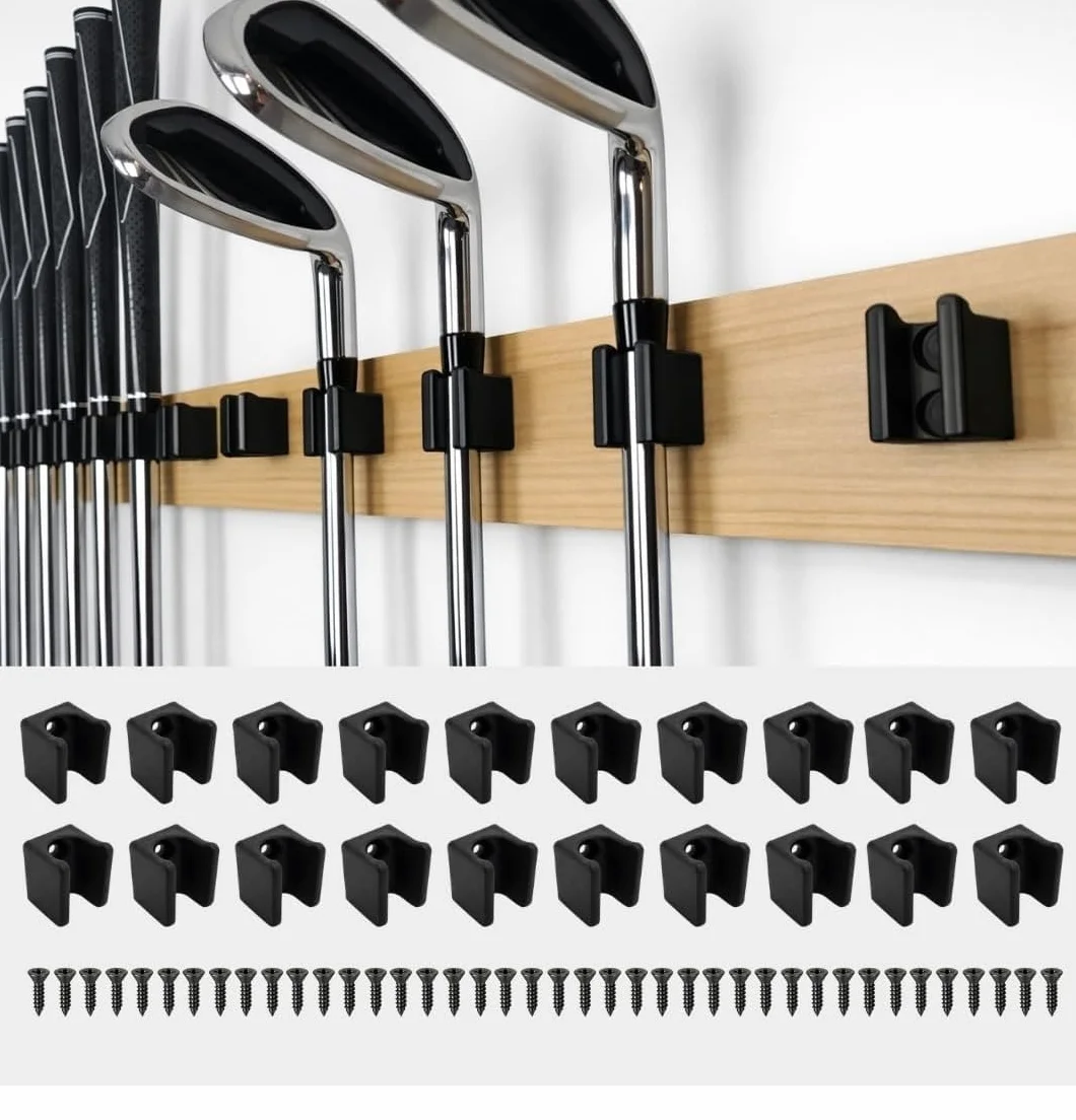 Lot de 20 supports muraux pour club de golf, gris 15 mm