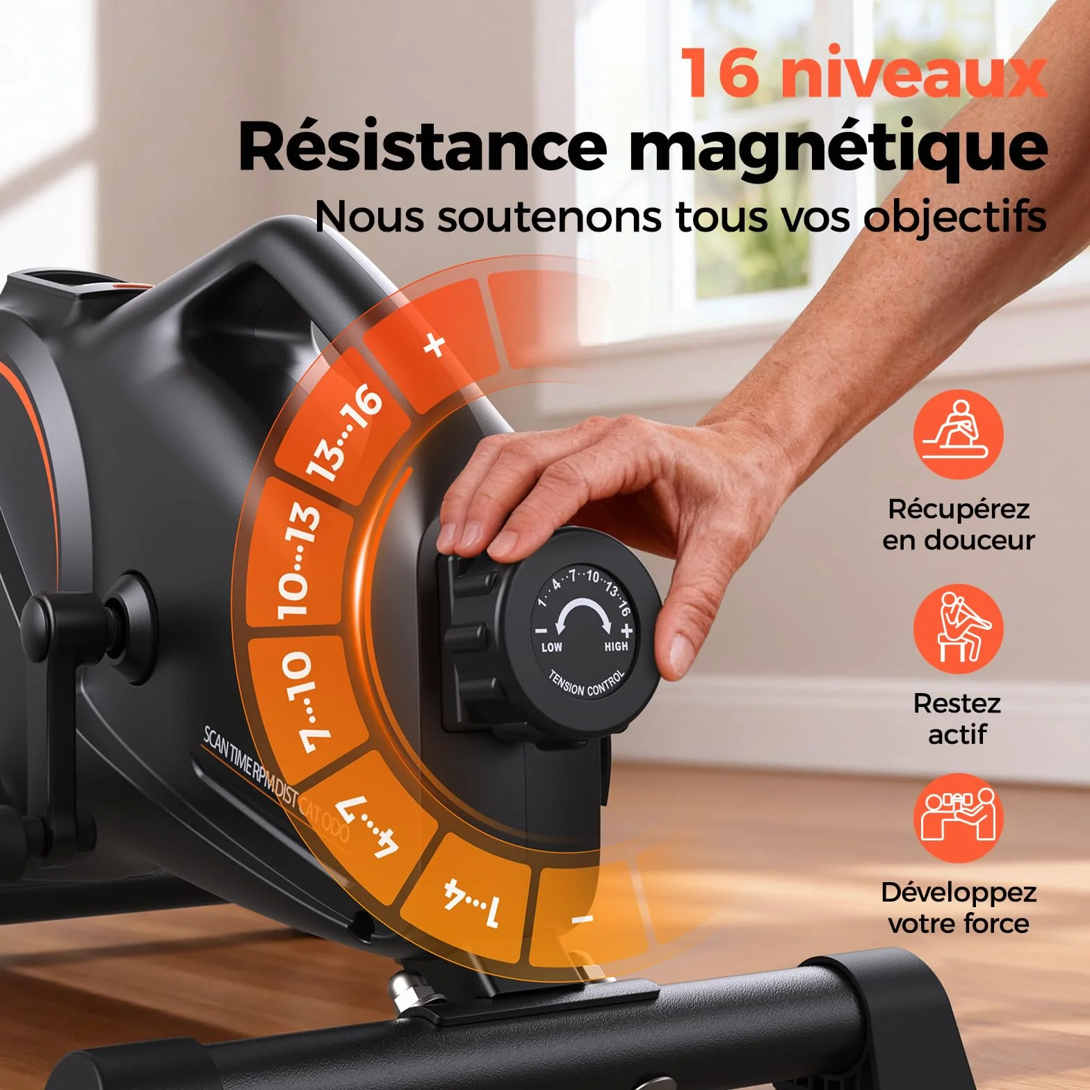 YOSUDA Vélo d'Appartement Mini avec 16 Niveaux de Résistance Réglable